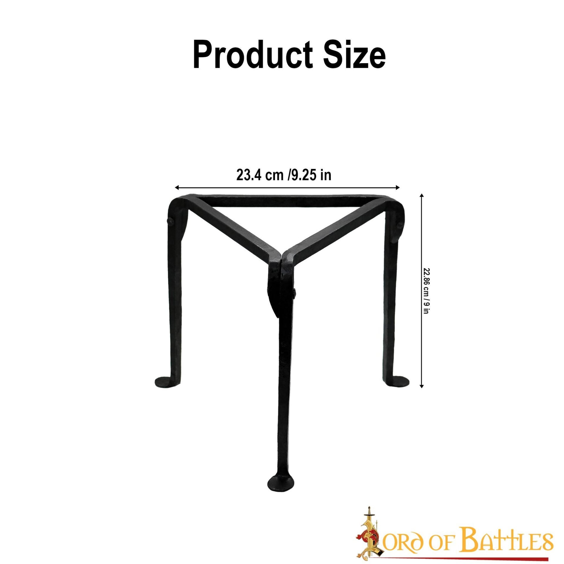 Trípode de Hierro Forjado a Mano - 9 Pulgadas Acabado Negro - Soporte Medieval para Olla de Campamento - Imagen 11