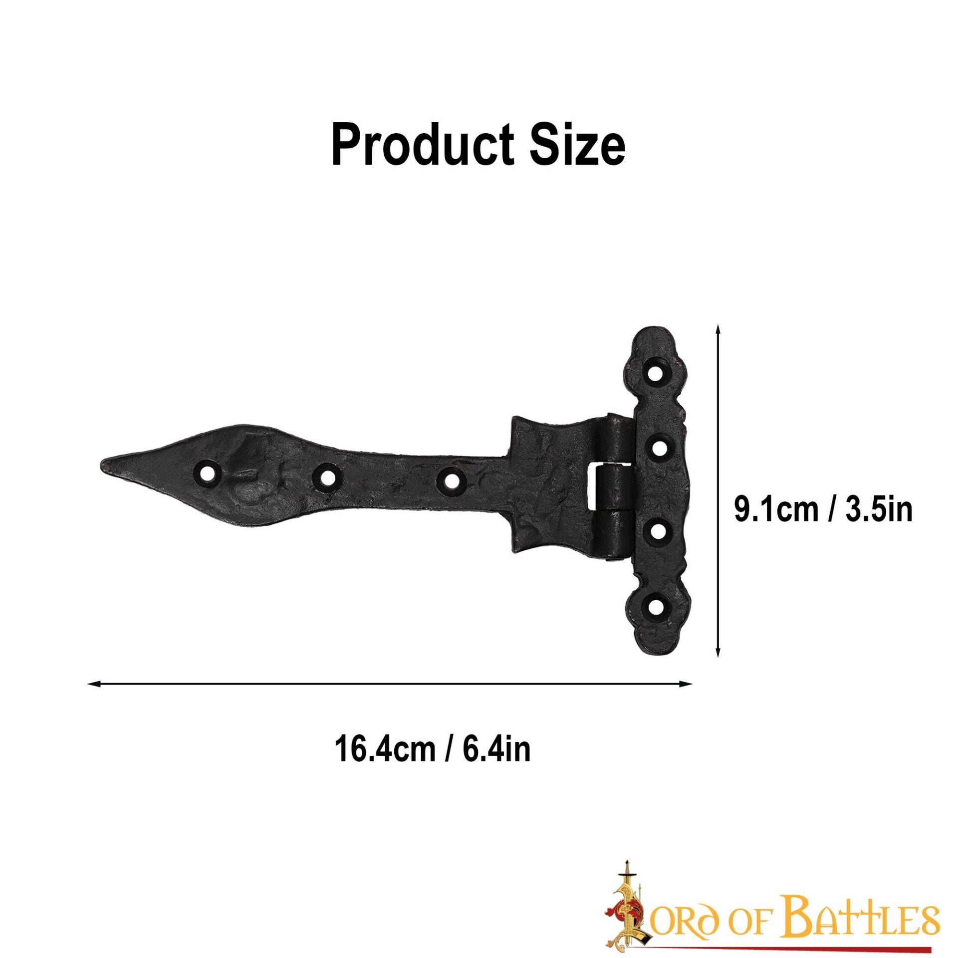 Bisagra Medieval en T de Hierro Forjado a Mano con Punta de Lanza - Bisagra Rústica con Correa Negra para Puertas de Granero, Cofres, Armarios y Puertas - Imagen 10