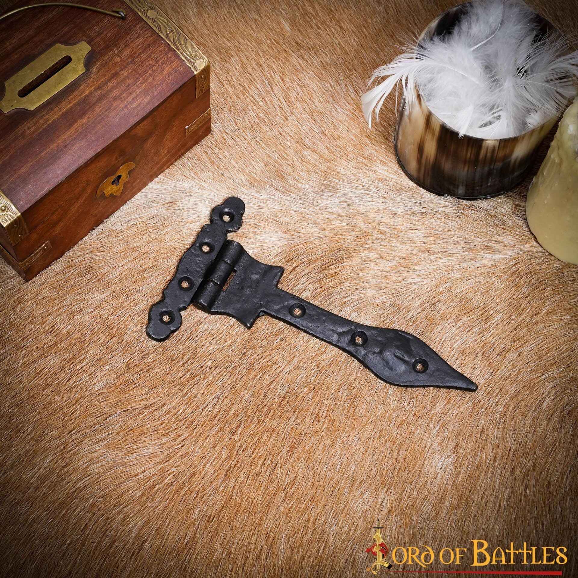 Bisagra Medieval en T de Hierro Forjado a Mano con Punta de Lanza - Bisagra Rústica con Correa Negra para Puertas de Granero, Cofres, Armarios y Puertas - Imagen 13