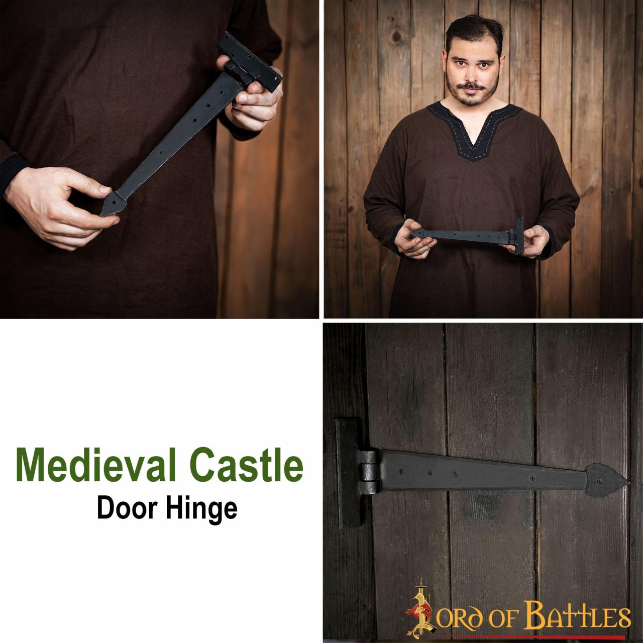 Bisagra de Puerta Rústica de Hierro Forjado a Mano - Bisagra de Correa Resistente para Puertas, Armarios y Cofres - Imagen 11