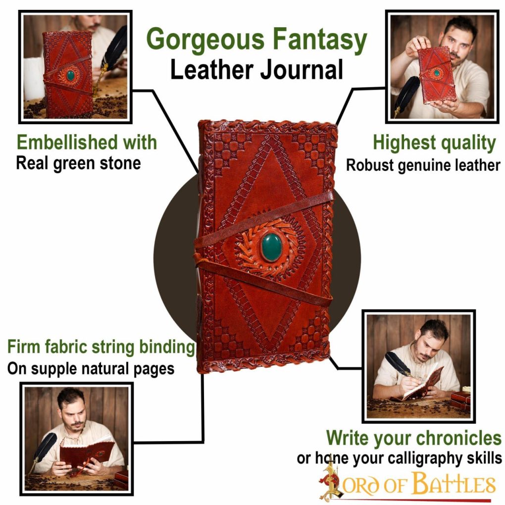 Diario Medieval de Piedra Diario Artesanal de Piel Auténtica - Imagen 4