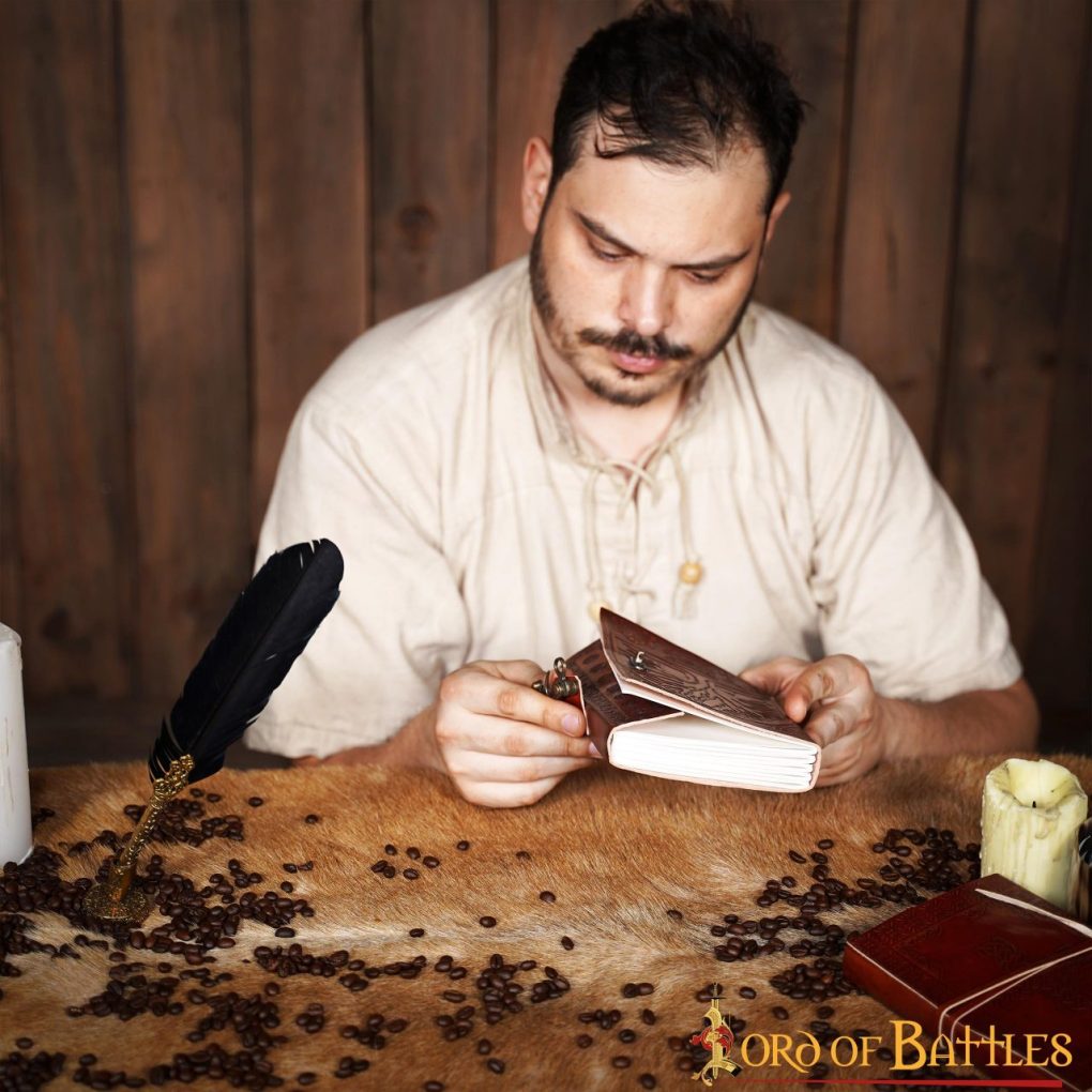 Diario Medieval de Cuero "el Árbol de la Vida" - Diario Artesanal con Cerradura de Latón - Imagen 12