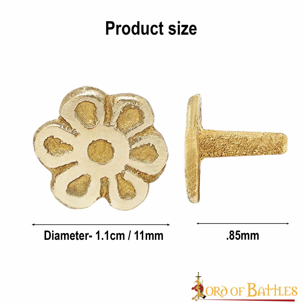 Rosetones de Latón para Cinturón - Juego de 5 Accesorios Florales Medievales de Latón para Decoración - Imagen 3