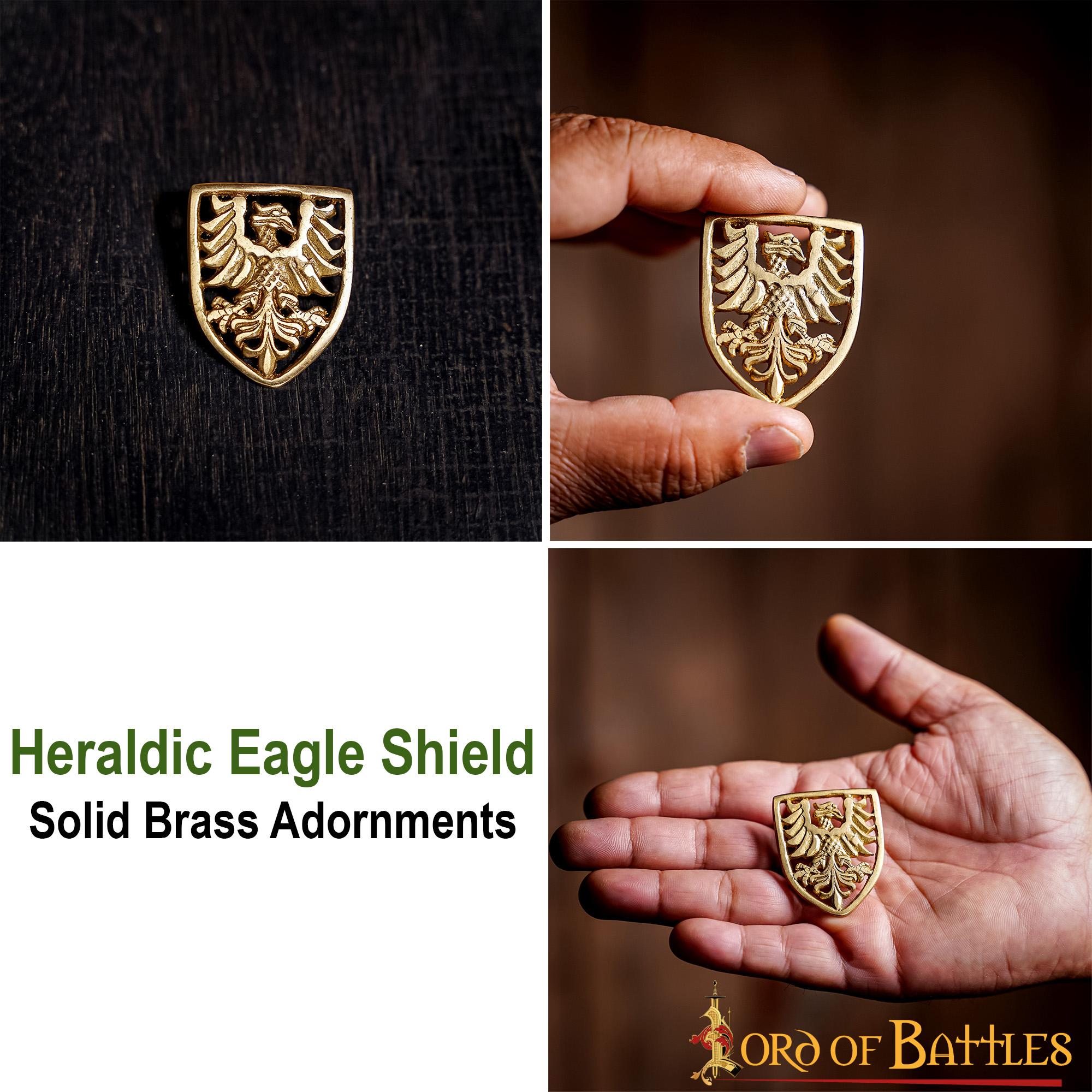 Escudo Heráldico de Águila Adornos de Latón - Juego de 5 Monturas Decorativas Medievales - Imagen 10