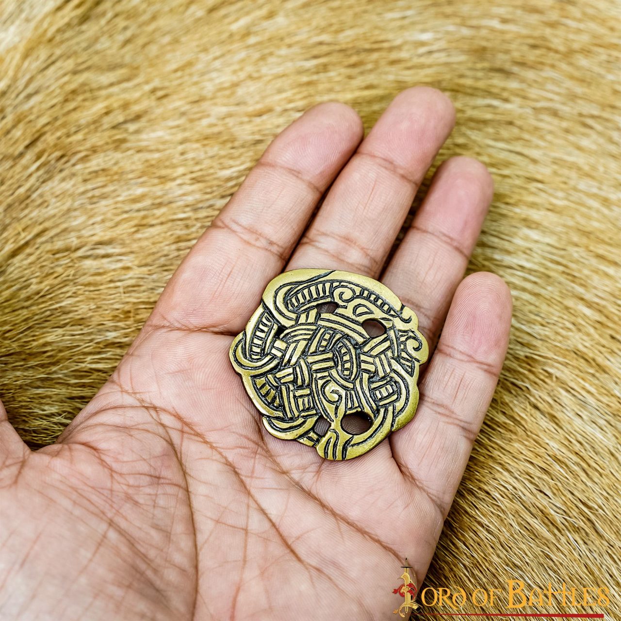 Broche Vikingo de Animal Agarrado - Latón Antiguo - Imagen 14