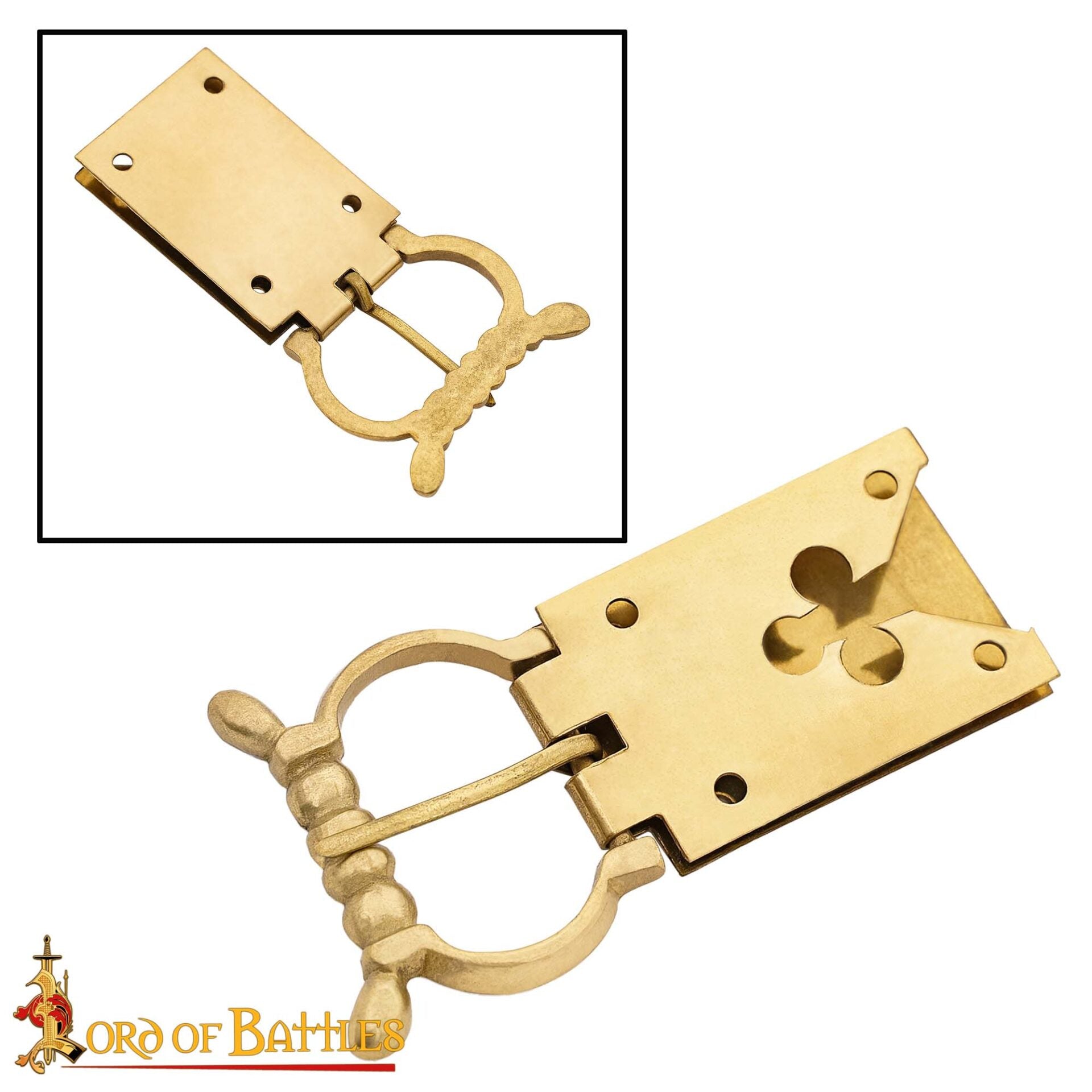 Hebilla de Cinturón de Latón Medieval - Motivo Trébol para Larp y Disfraces Históricos - Imagen 15