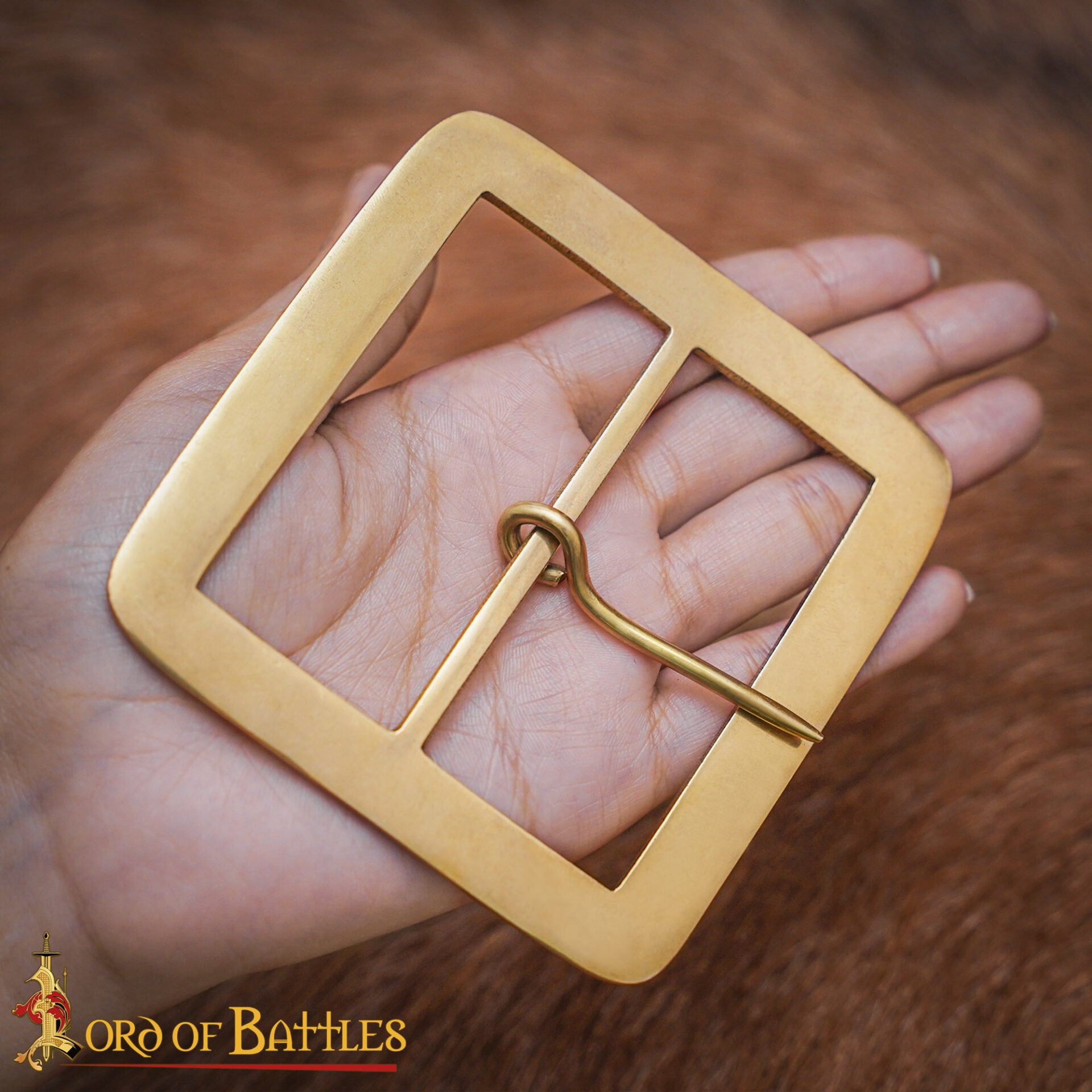 Hebilla Cuadrada Medieval de Latón Macizo - 3.6" para Cinturones Anchos de Cuero y Accesorios de Disfraces - Imagen 13