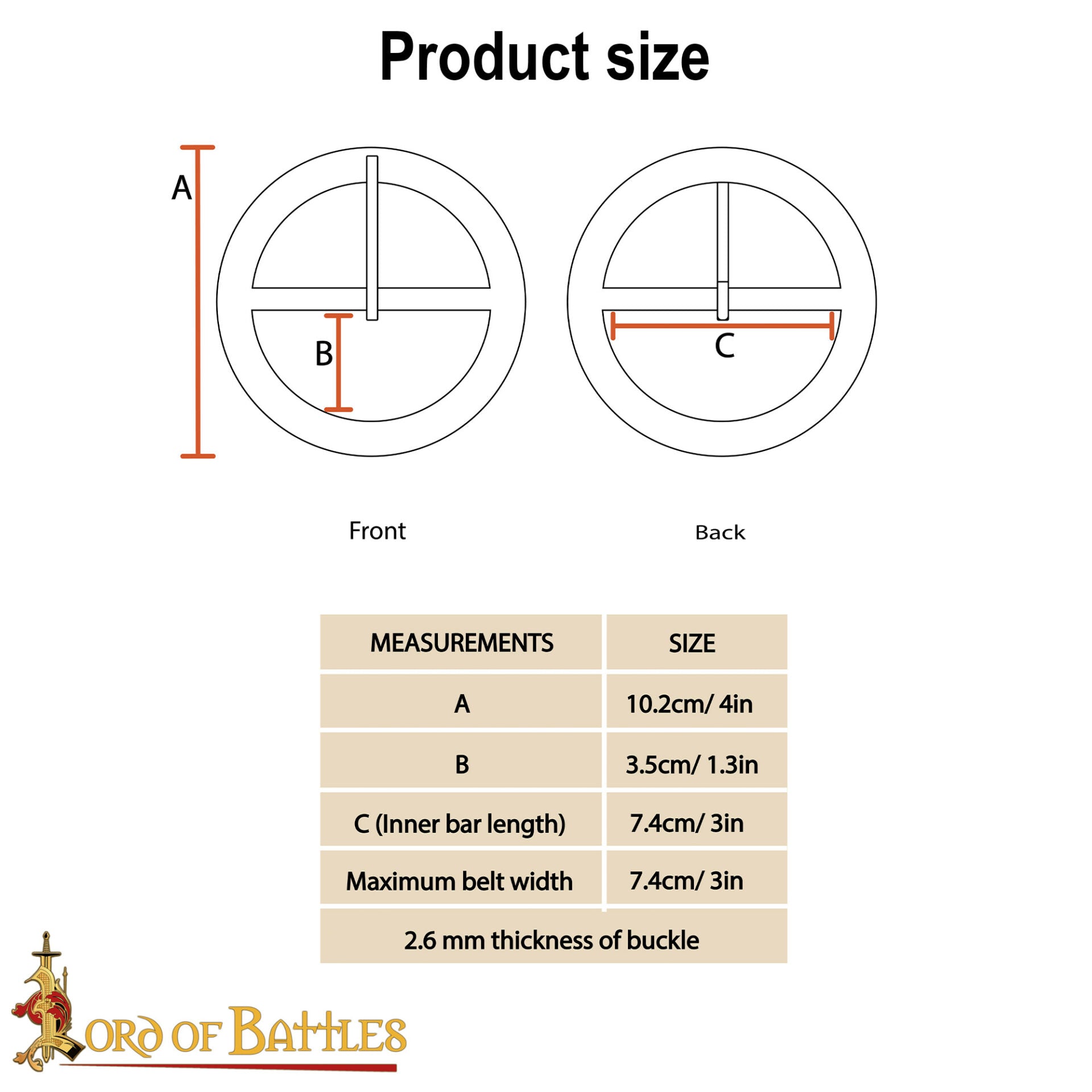 Hebilla Medieval Redonda de Latón Macizo 9,5 Cm - Imagen 3