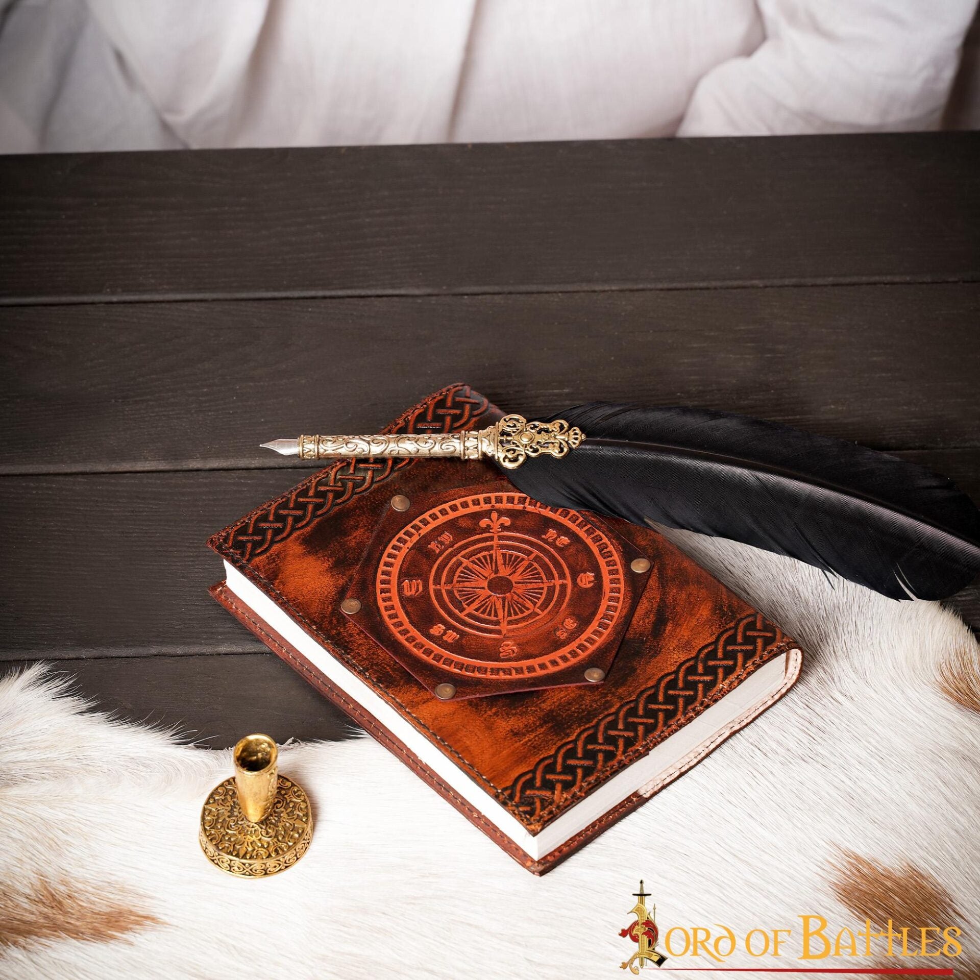 Brújula de Navegación Fleur de Lis Diario Hecho a Mano Agenda de Piel Auténtica - Imagen 8