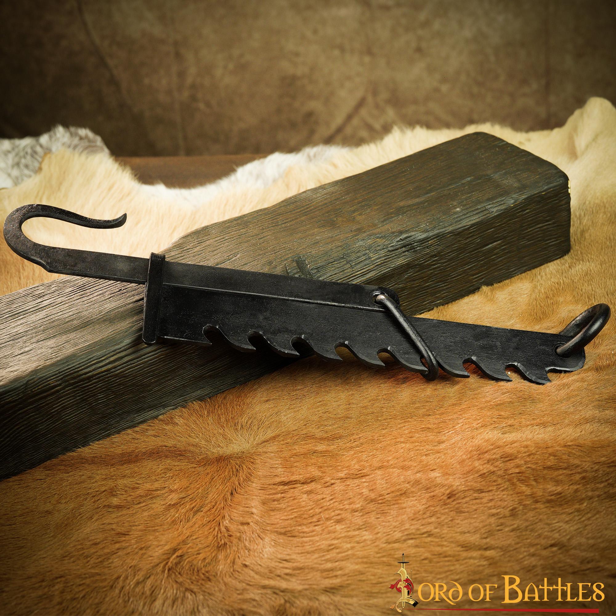 Hervidor Medieval de Hierro Forjado a Mano Sierra de Campamento Funcional - Imagen 8