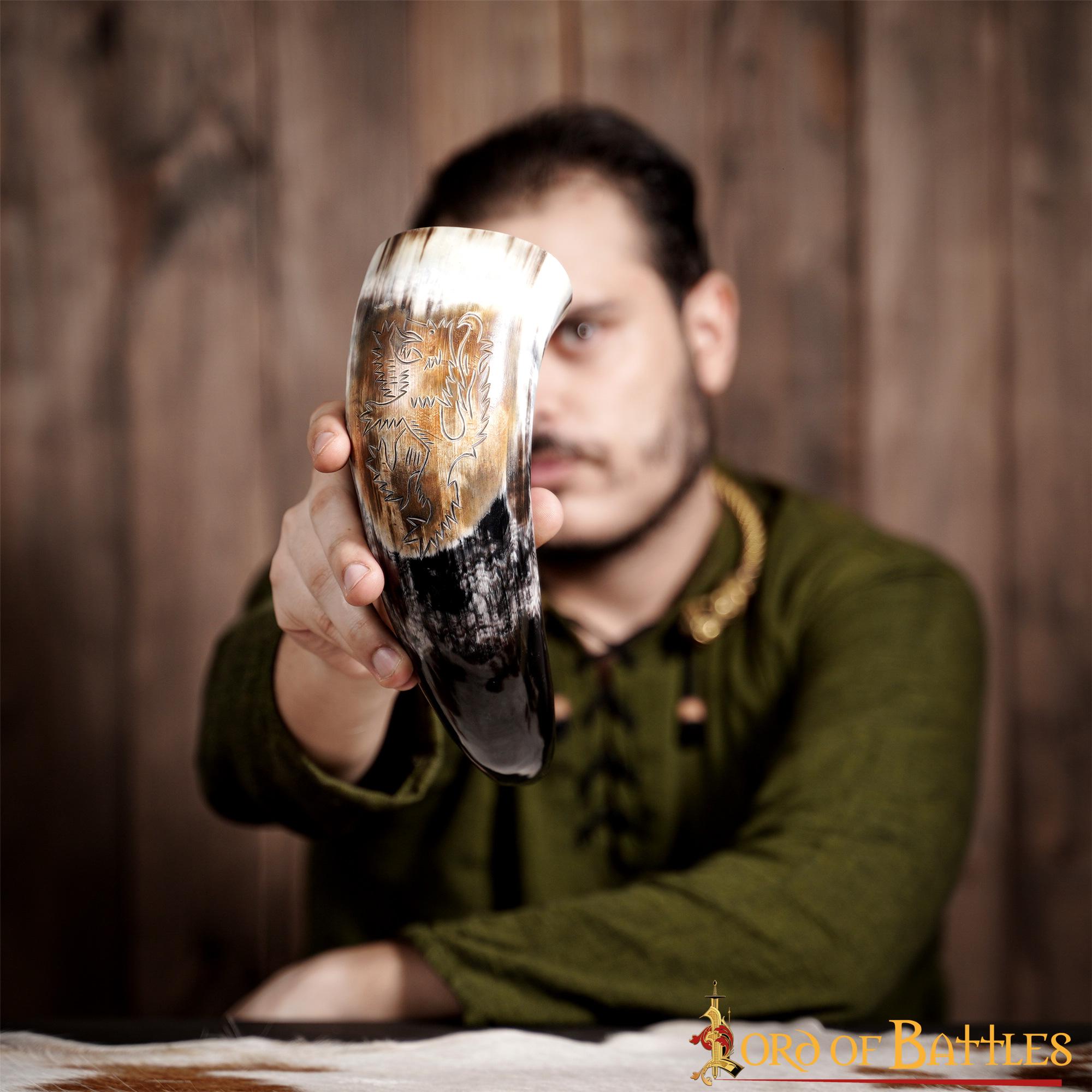 Cuerno Medieval para Beber 400 - 500 Ml Cuerno de Buey Auténtico Hecho a Mano - Imagen 10