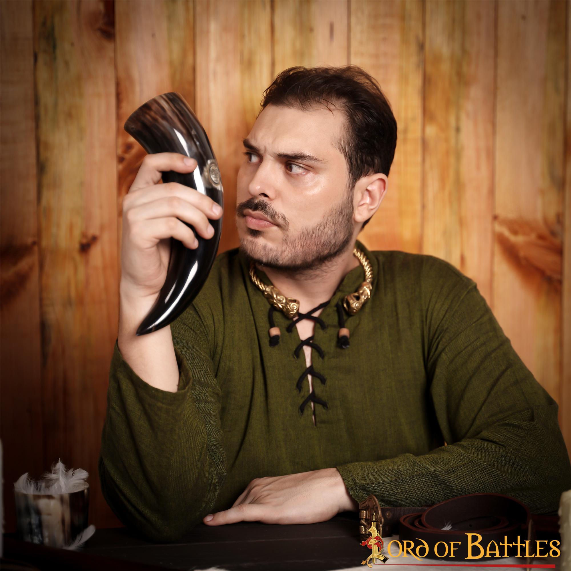 Viking Drinking Horn 500 - 600 Ml Cuerno de Buey Auténtico Hecho a Mano - Imagen 9