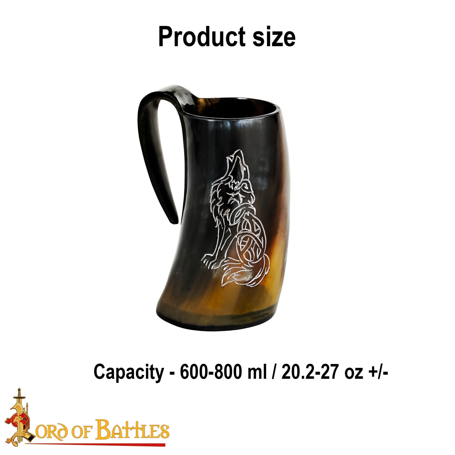 Jarro Vikingo de Cuerno con Nudos de Lobo Celta (600ml) - Imagen 3