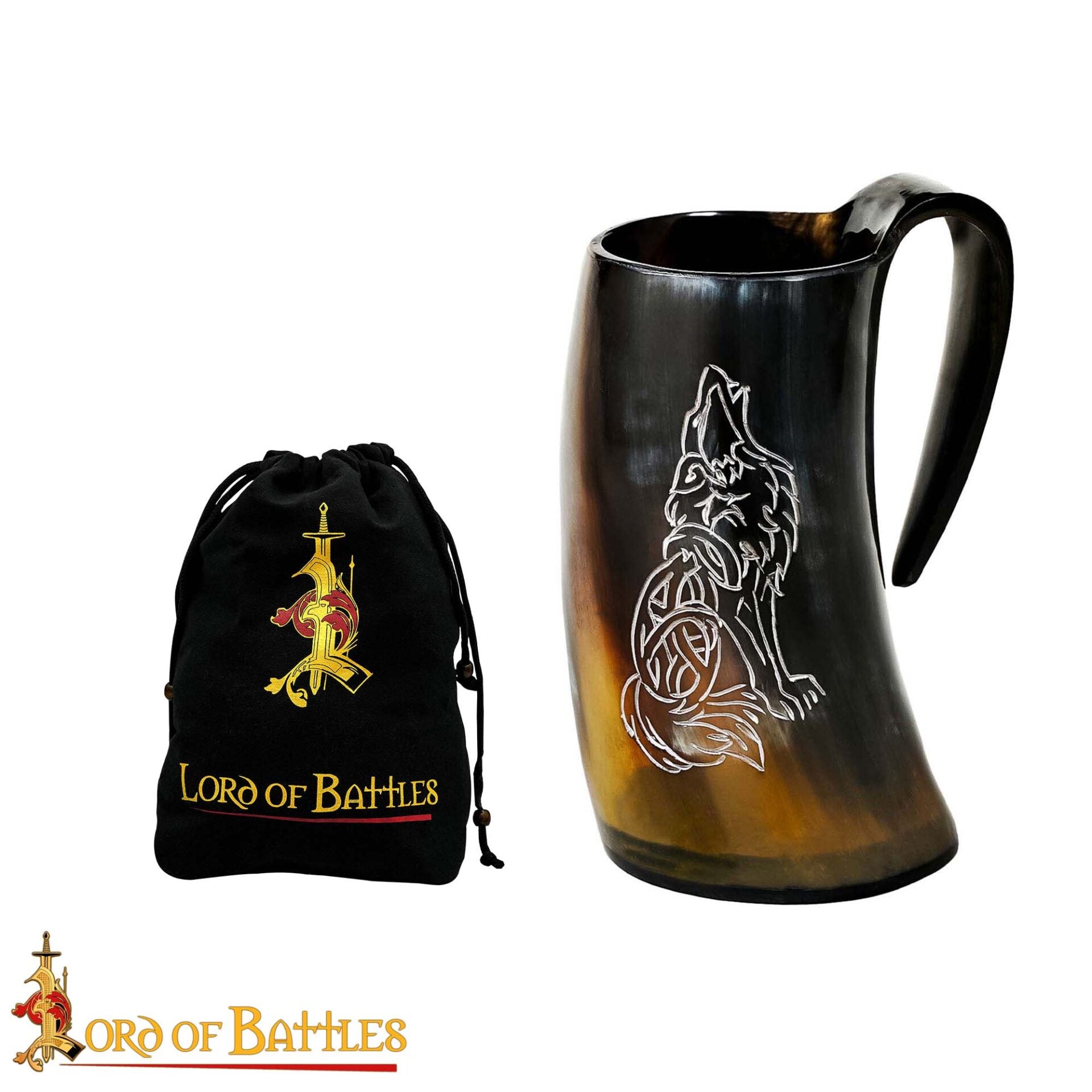 Jarro Vikingo de Cuerno con Nudos de Lobo Celta (600ml) - Imagen 4