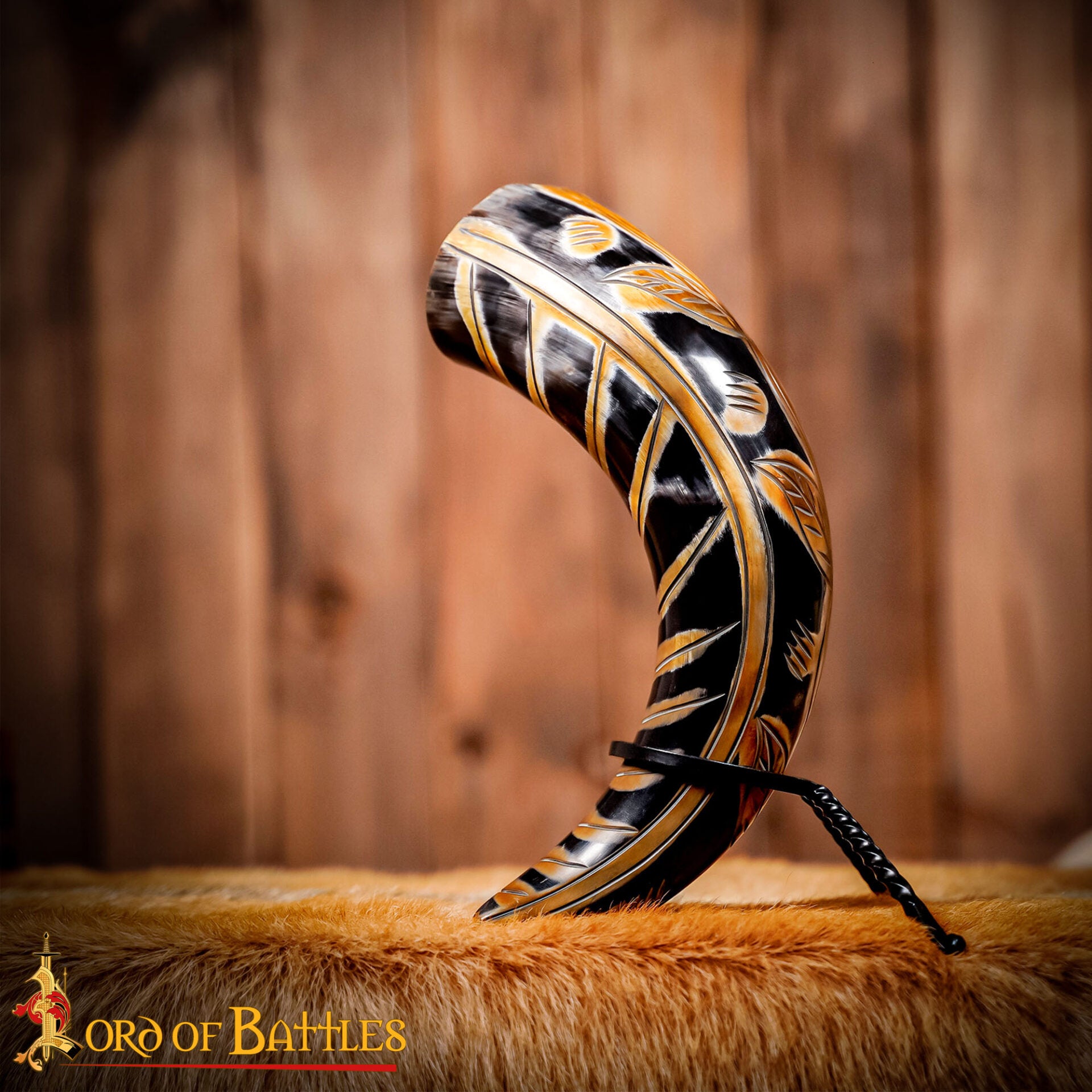 Soporte Medieval de Hierro Forjado para Cuernos de Beber - Soporte para Cuernos Forjado a Mano con Acabado de Aceite Ennegrecido - Imagen 5