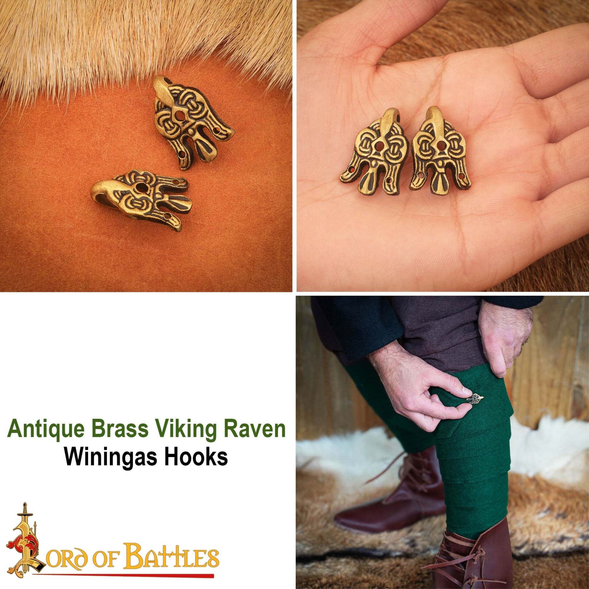 Gancho de Cuervo de Latón Vikingo del Siglo X - 3 Cm - para Envolturas de Piernas y Winingas - Imagen 8