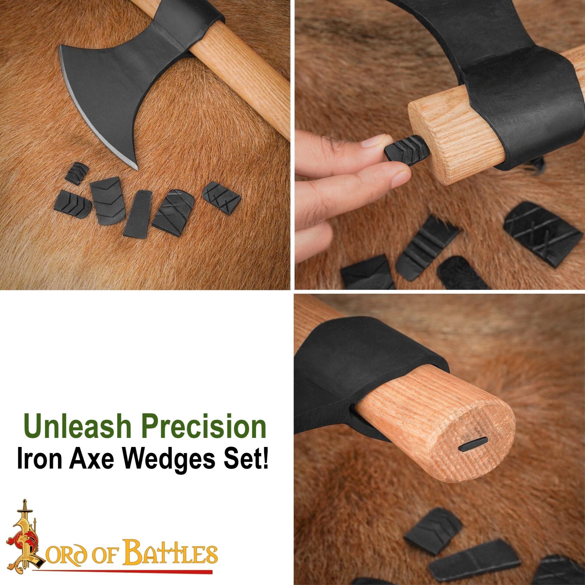 Juego de Cuñas para Hacha de Acero Forjado a Mano - Cuñas Texturizadas de 6 Piezas para Ajuste de Hachas y Martillos - Imagen 7