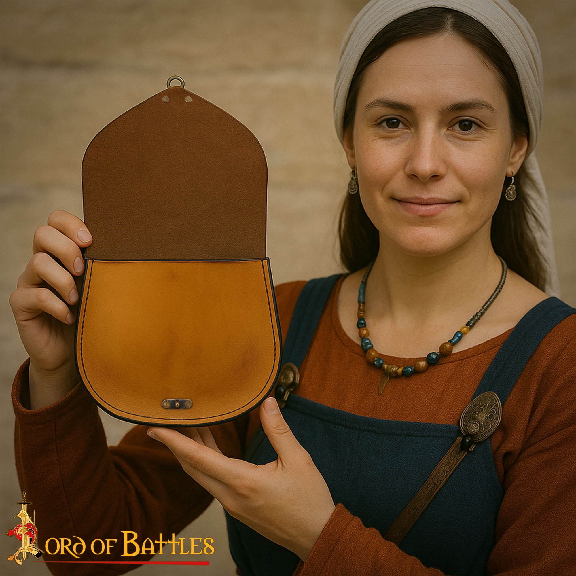 Riñonera Medieval de Cuero Marrón con Diseño Celta en Relieve - Imagen 6