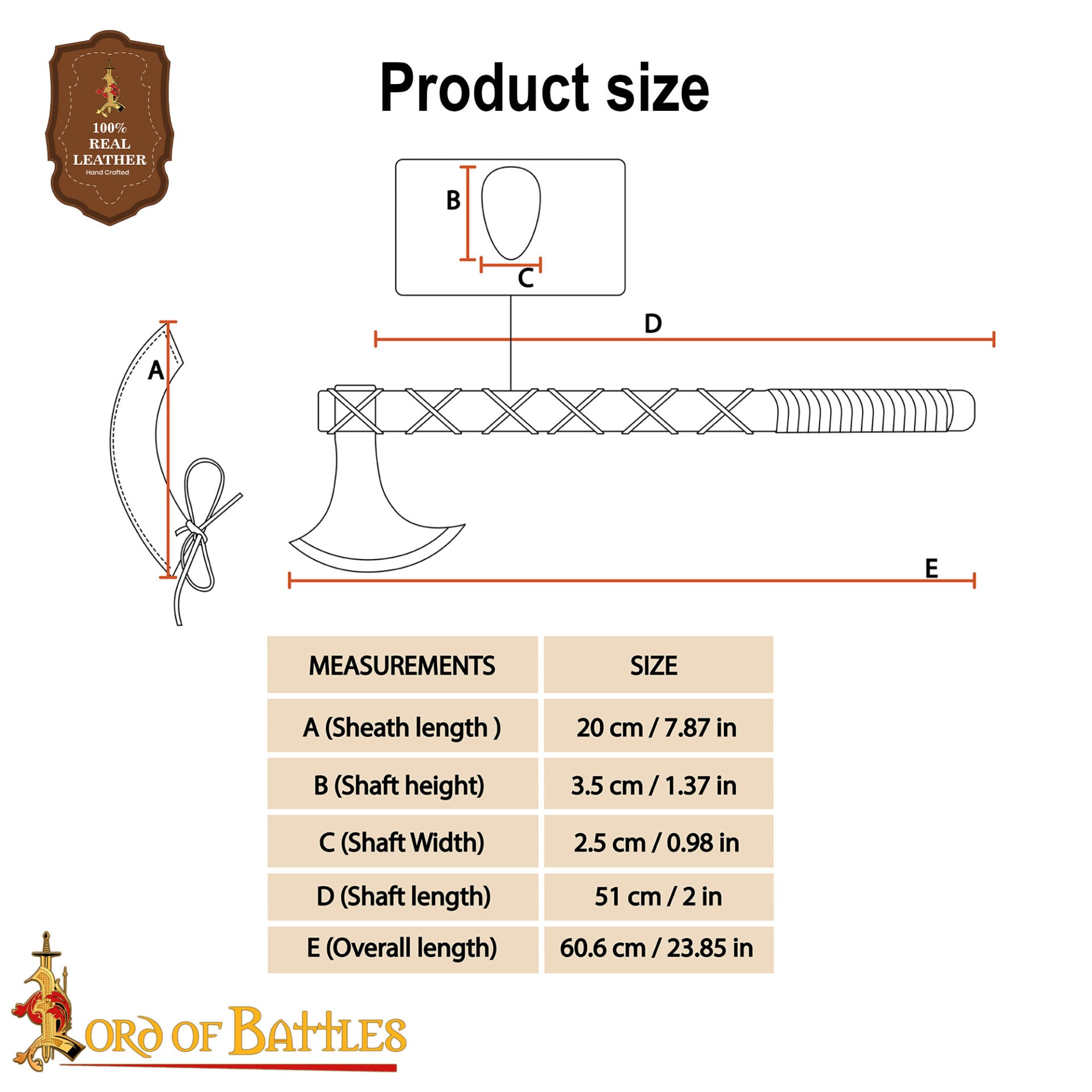 Hacha Vikinga Forjada a Mano - Cabeza de Acero Al Carbono con Mango de Madera Dura y Forrado de Cuero Auténtica Hacha de Batalla Nórdica para Larp, Camping y Exhibición - Imagen 18
