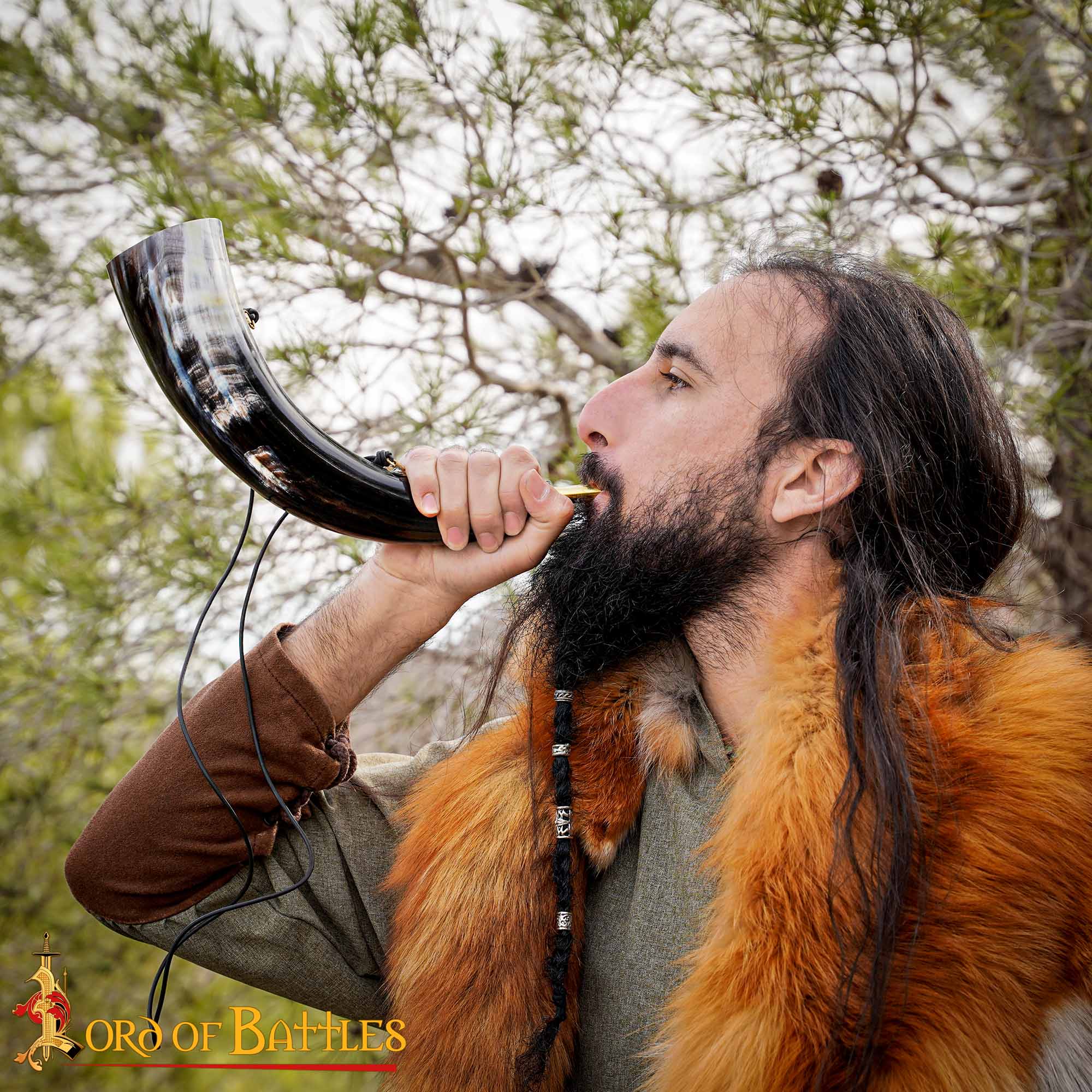 Viking Blowing Horn - Bocina de Buey de Origen Ético con Boquilla de Latón - Imagen 2