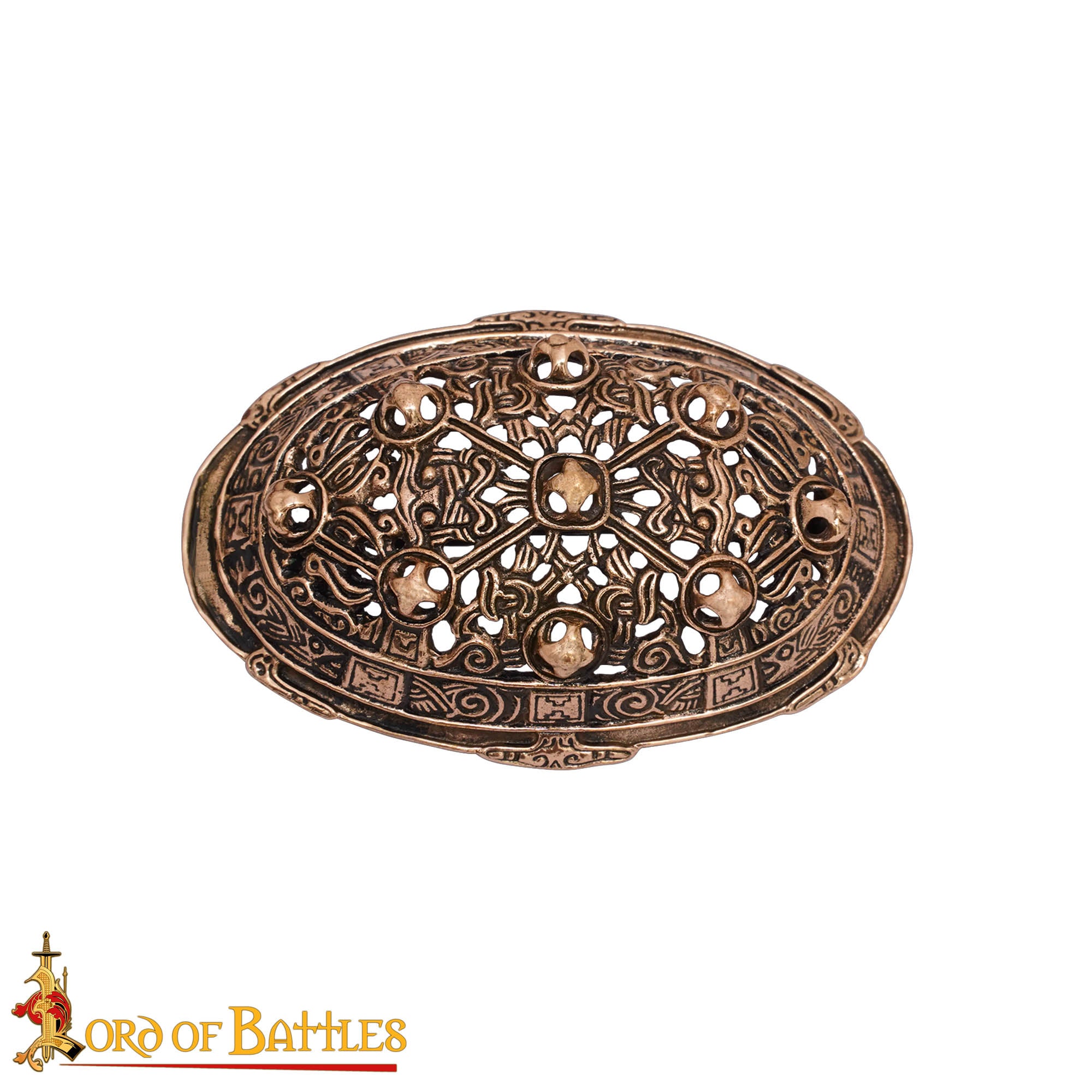 Broche Oval Vikingo - 8 X 5,4 Cm Fundición a la Cera Perdida en Bronce Antiguo - Imagen 3