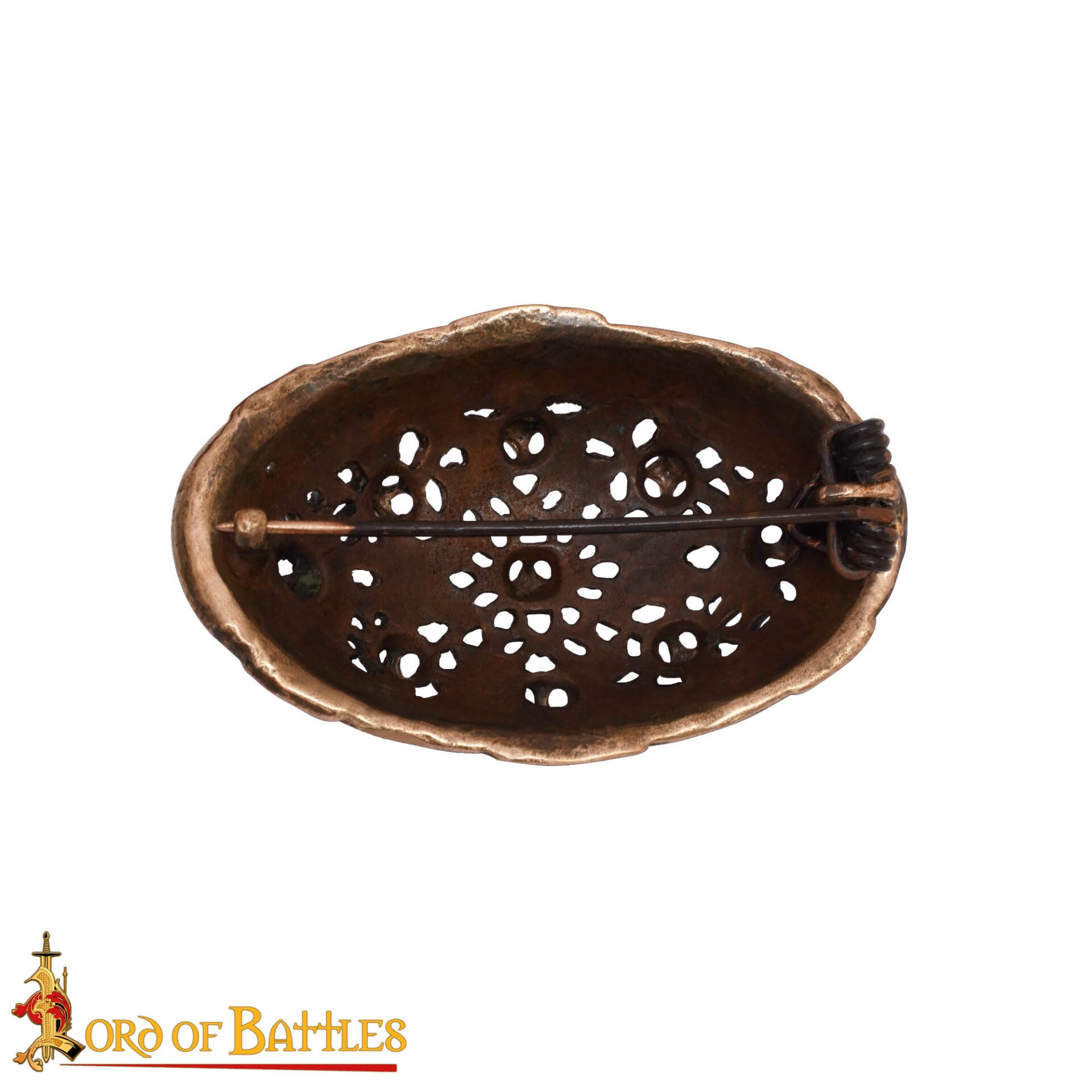 Broche Oval Vikingo - 8 X 5,4 Cm Fundición a la Cera Perdida en Bronce Antiguo - Imagen 4
