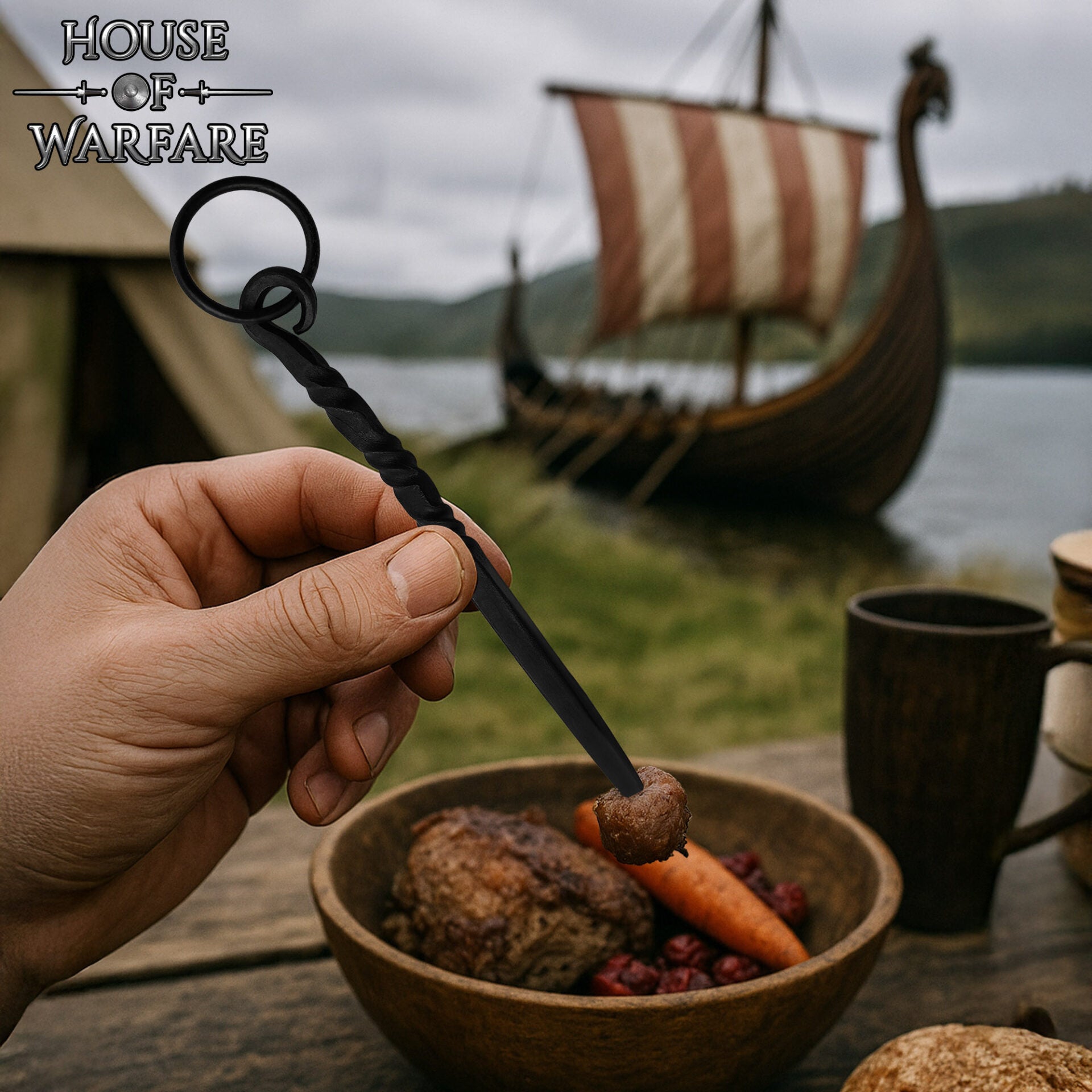 Pica Medieval de Hierro Negro Forjada a Mano - 7 Pulgadas Vikingo Herramienta de Comedor - Imagen 2
