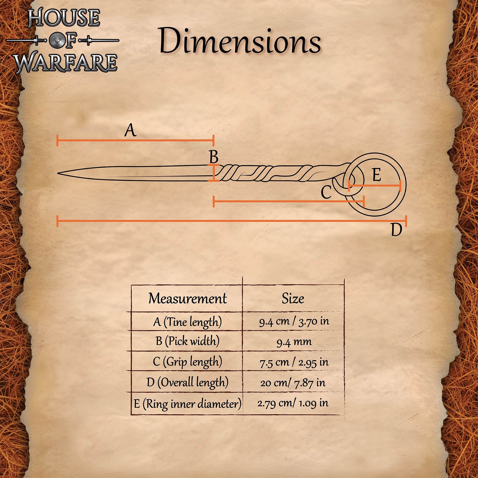 Pica Medieval de Hierro Negro Forjada a Mano - 7 Pulgadas Vikingo Herramienta de Comedor - Imagen 3