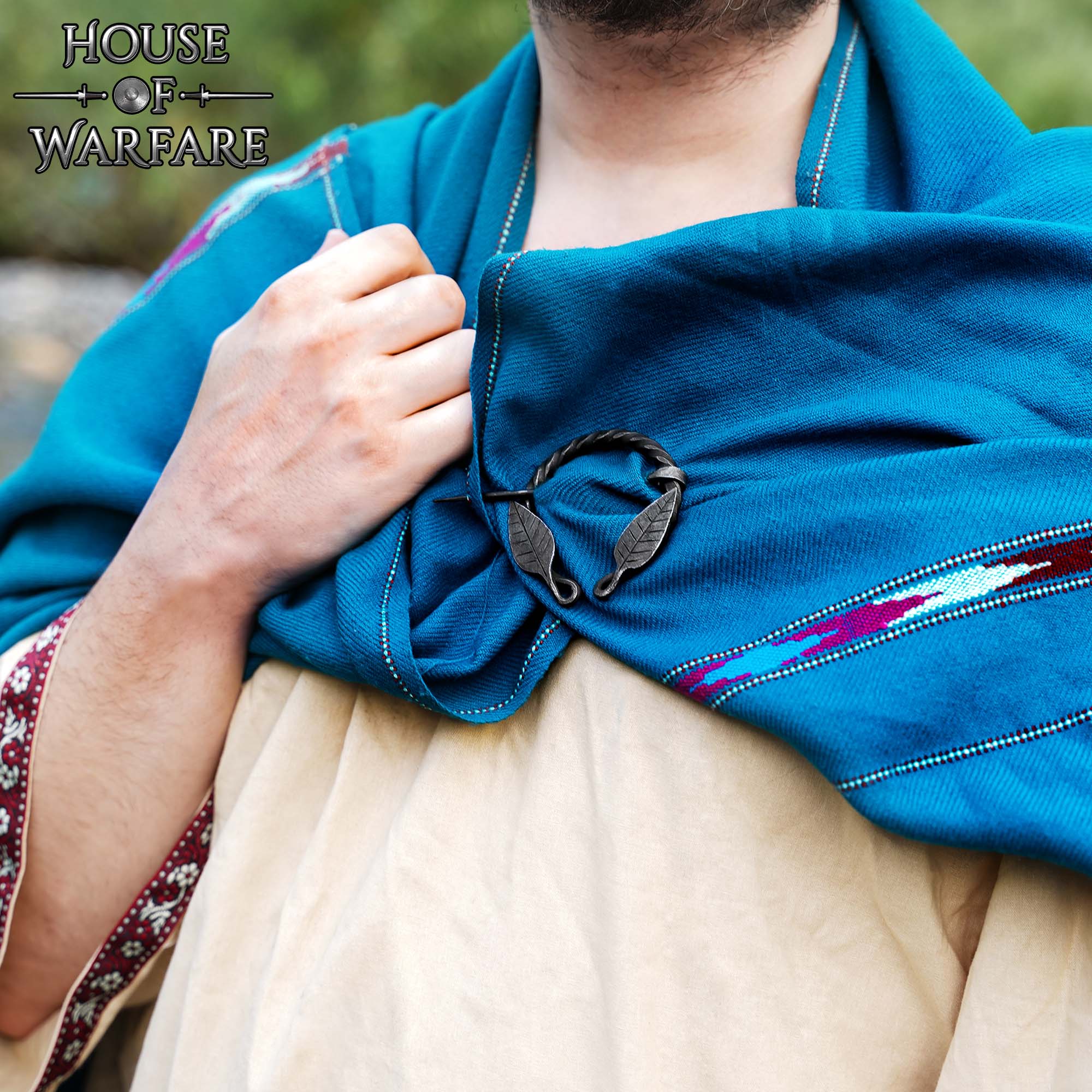 Alfiler de Capa Medieval de Hierro Forjado a Mano con Motivo de Hojas - Broche de Fíbula Estilo Vikingo - Imagen 2