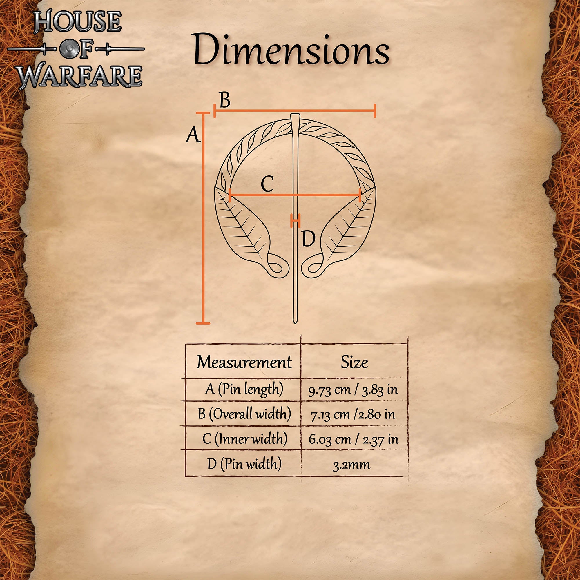 Alfiler de Capa Medieval de Hierro Forjado a Mano con Motivo de Hojas - Broche de Fíbula Estilo Vikingo - Imagen 3