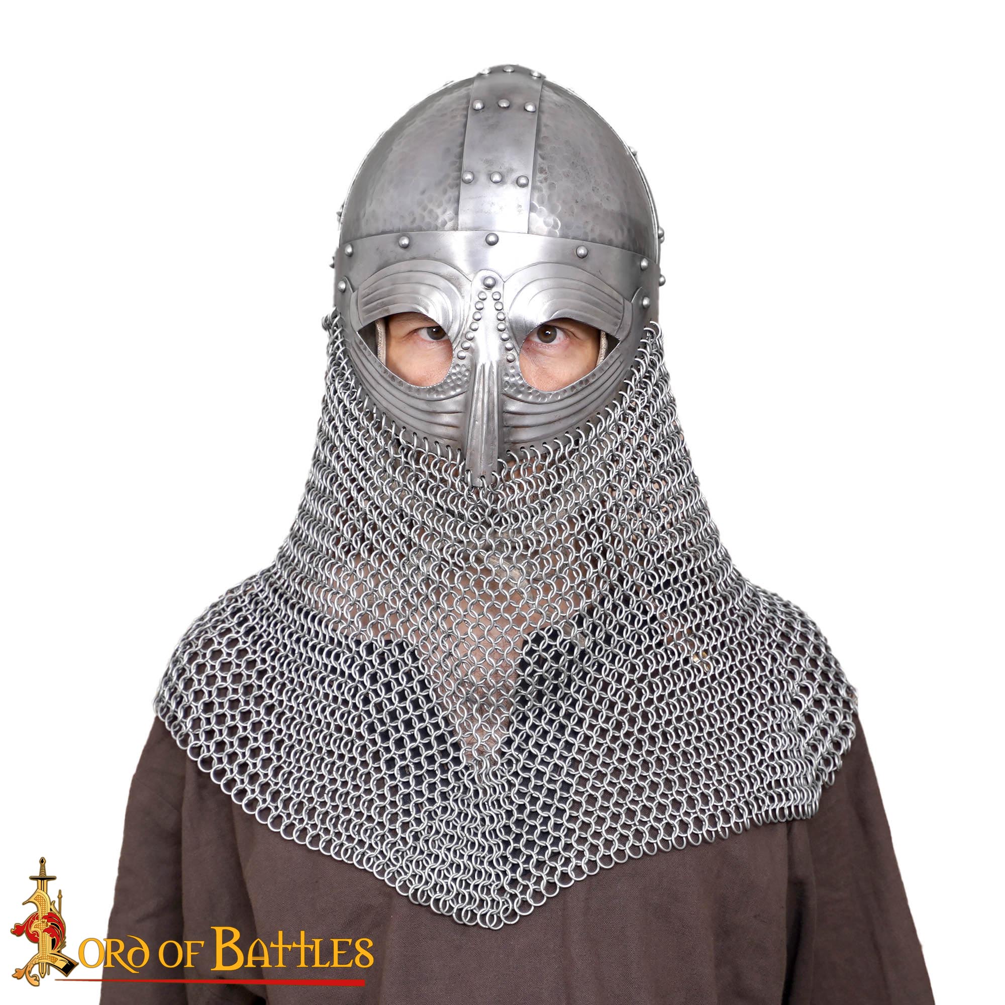 Casco de Gafas Vikingo con Coraza de Cota de Malla con Forro de Cuero - Imagen 4