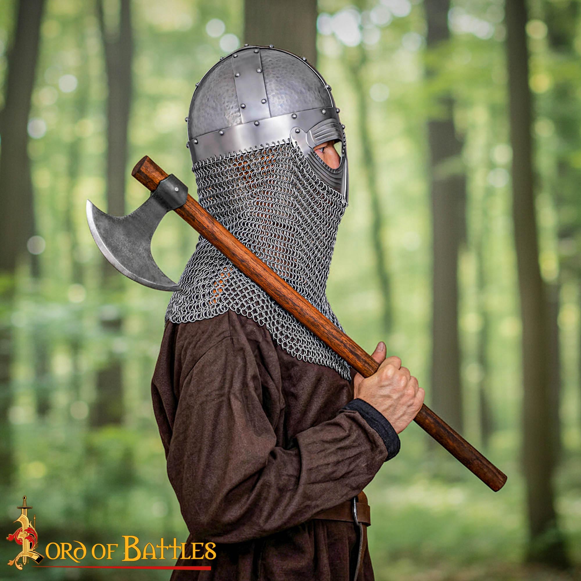 Casco de Gafas Vikingo con Coraza de Cota de Malla con Forro de Cuero - Imagen 6