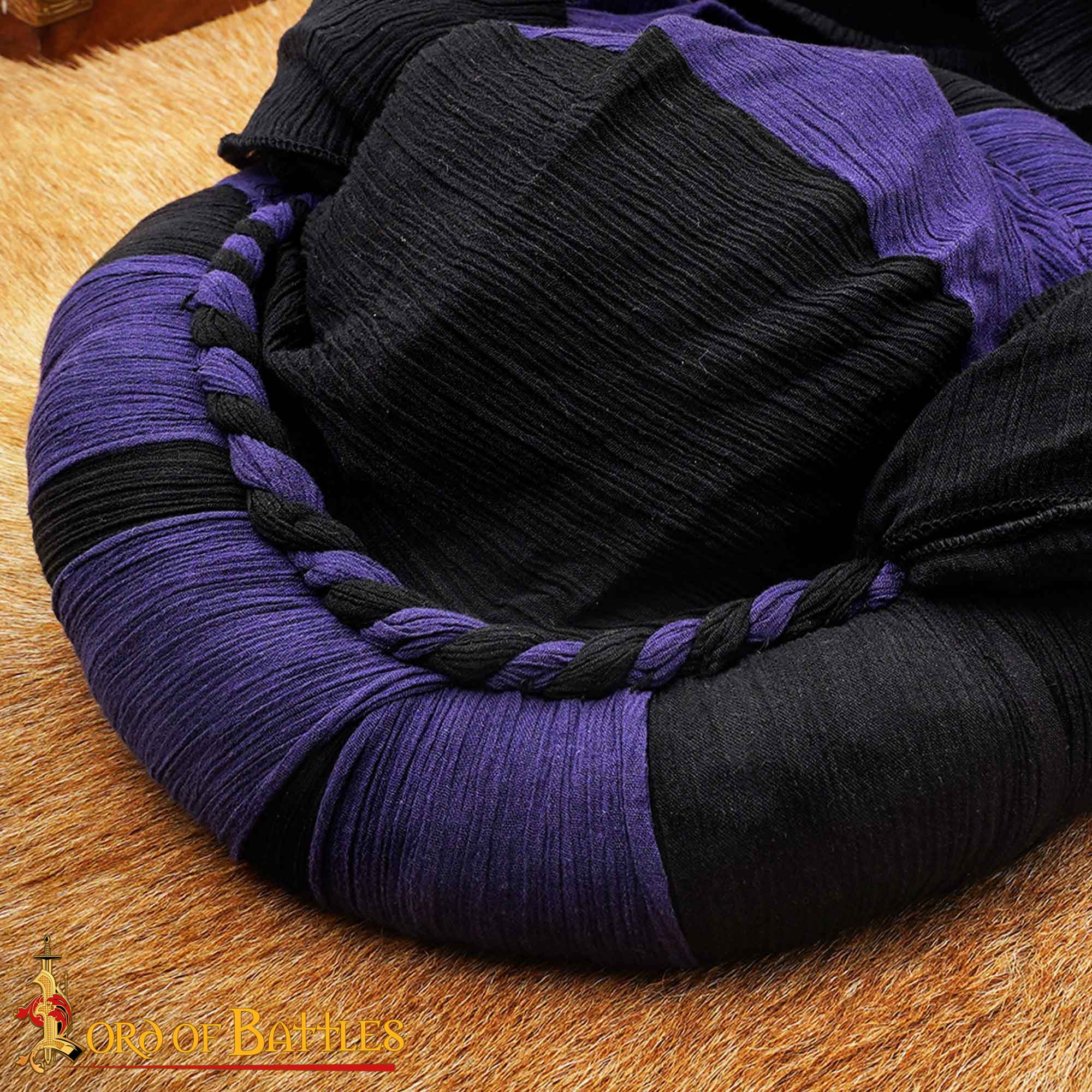 Turbante Medieval Sarraceno - Negro y Violeta Desierto Head Wrap para Larp, Fantasía y Temas Históricos - Imagen 7