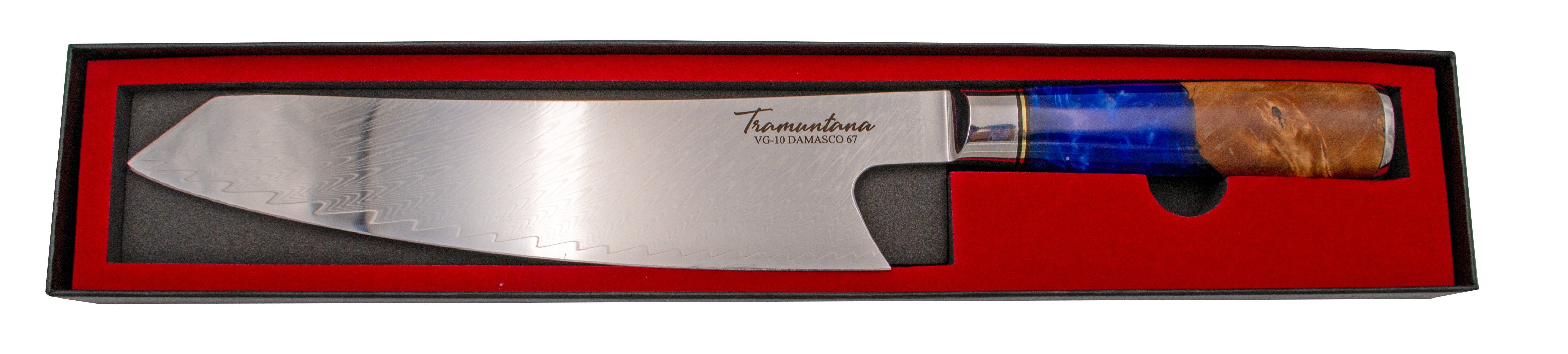 Imagen de Cuchillo Kiritsuke Tramuntana Cd01 Damasco Vg10 parte de nuestra colección en Espadas y más, sitio oficial.