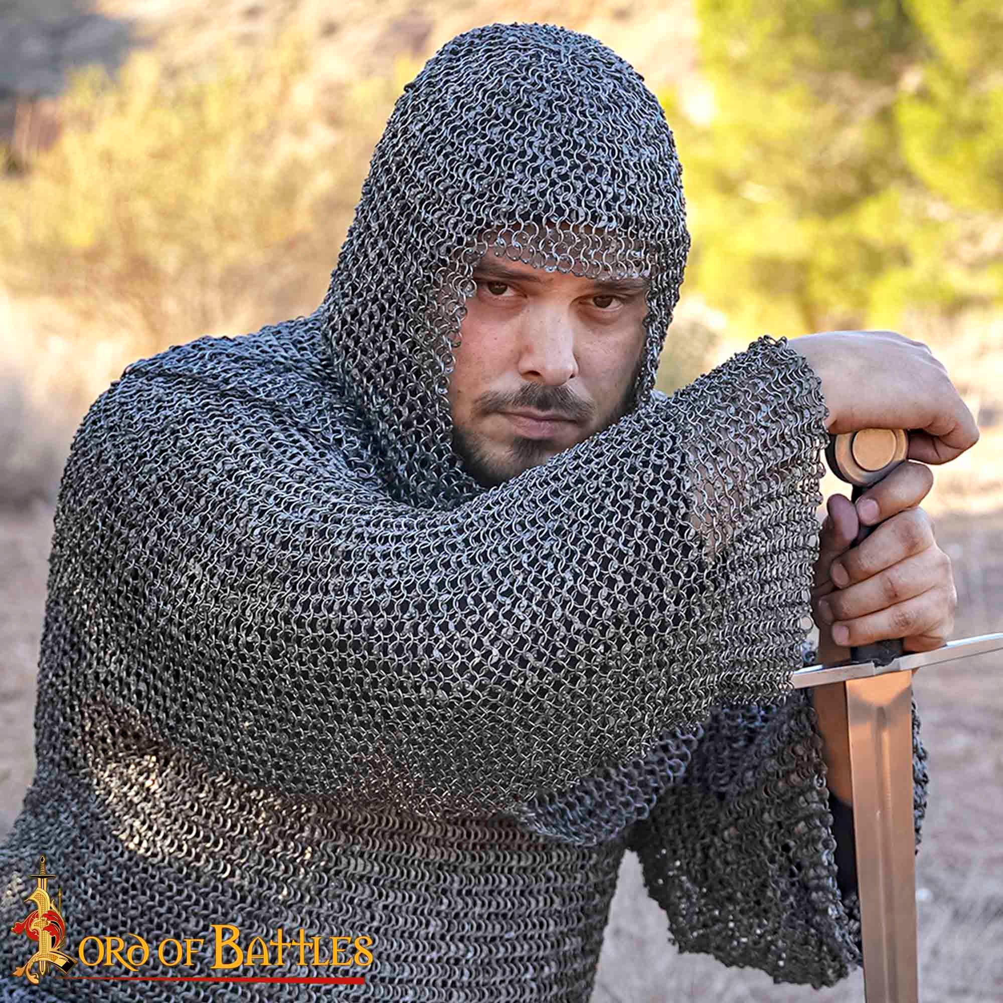 Cofia de Cota de Malla de Acero Dulce del Siglo Xiii Anillos Redondos Remachados de 8 Mm (calibre 18) - Imagen 2