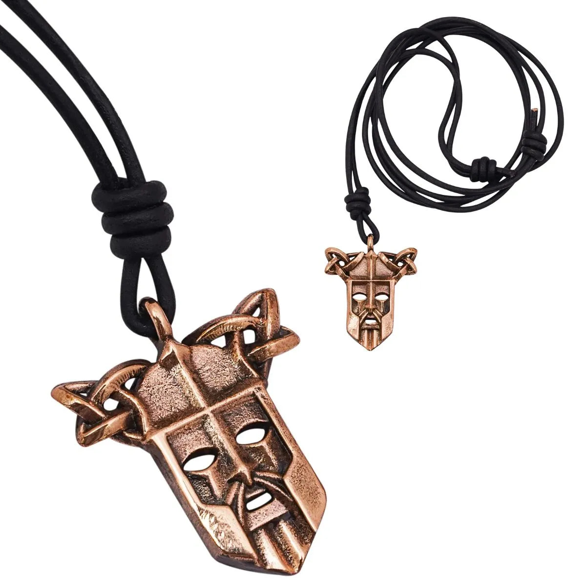 Colgante Máscara Vikinga - 2,9 X 3 Cm, Acabado en Bronce Antiguo con Detalle de Nudos