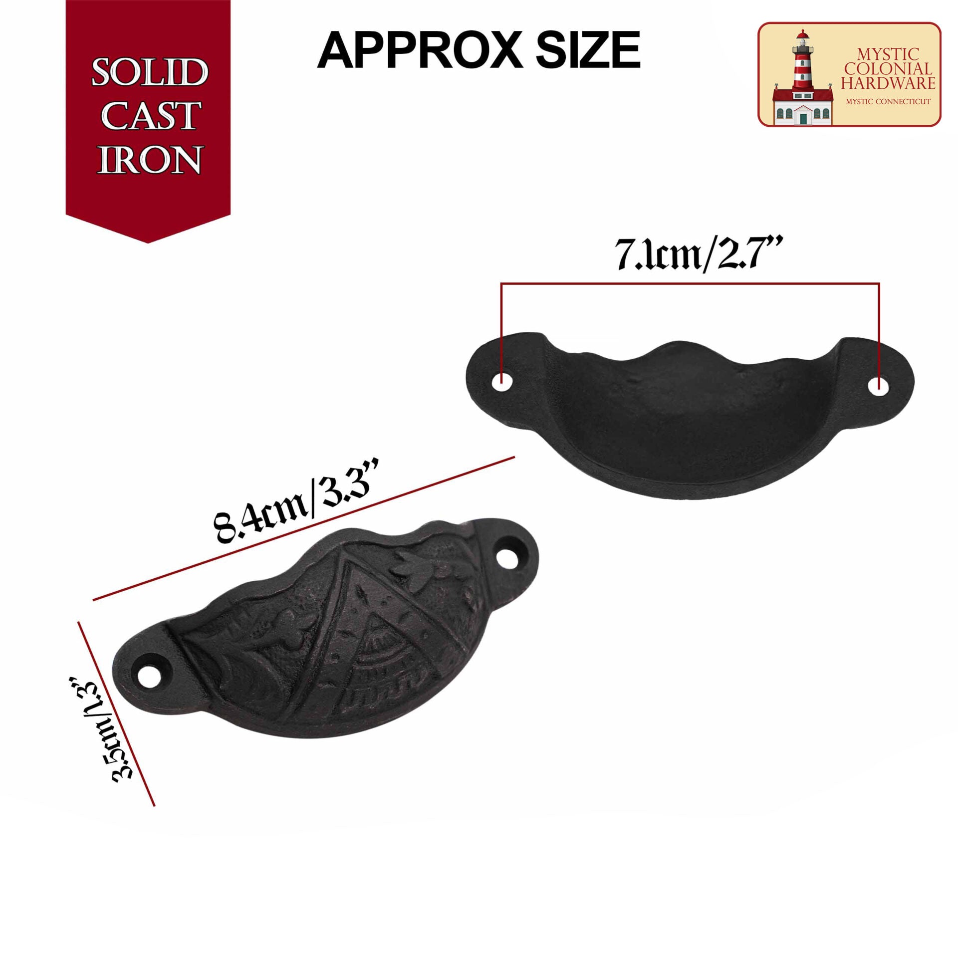 Juego de 4 Tiradores de Hierro Fundido Rústico: Ideal para Ambientes Victorianos, Coloniales, Retro, Steampunk, Góticos, Barrocos y Medievales, (8.4x3.5) Cm - Imagen 3