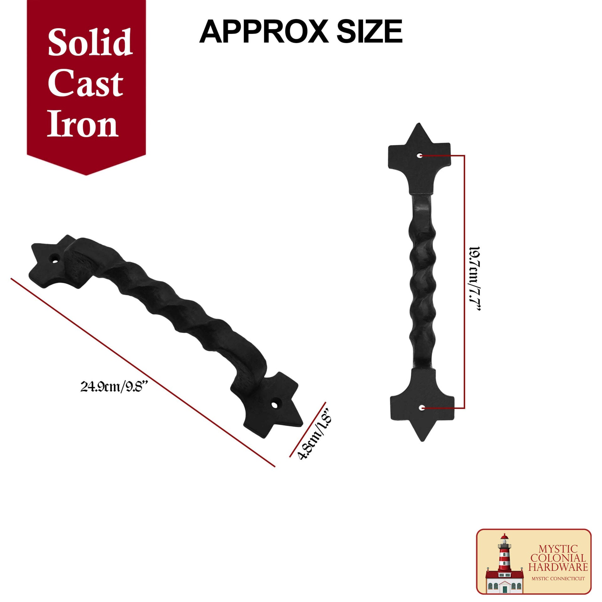 Negro de Hierro Fundido Tirón Manijas 10 Pulgadas - Puerta del Gabinete Manijas, Puerta Manija Tire, Barn Door Hardware, Grab Manijas - Imagen 3