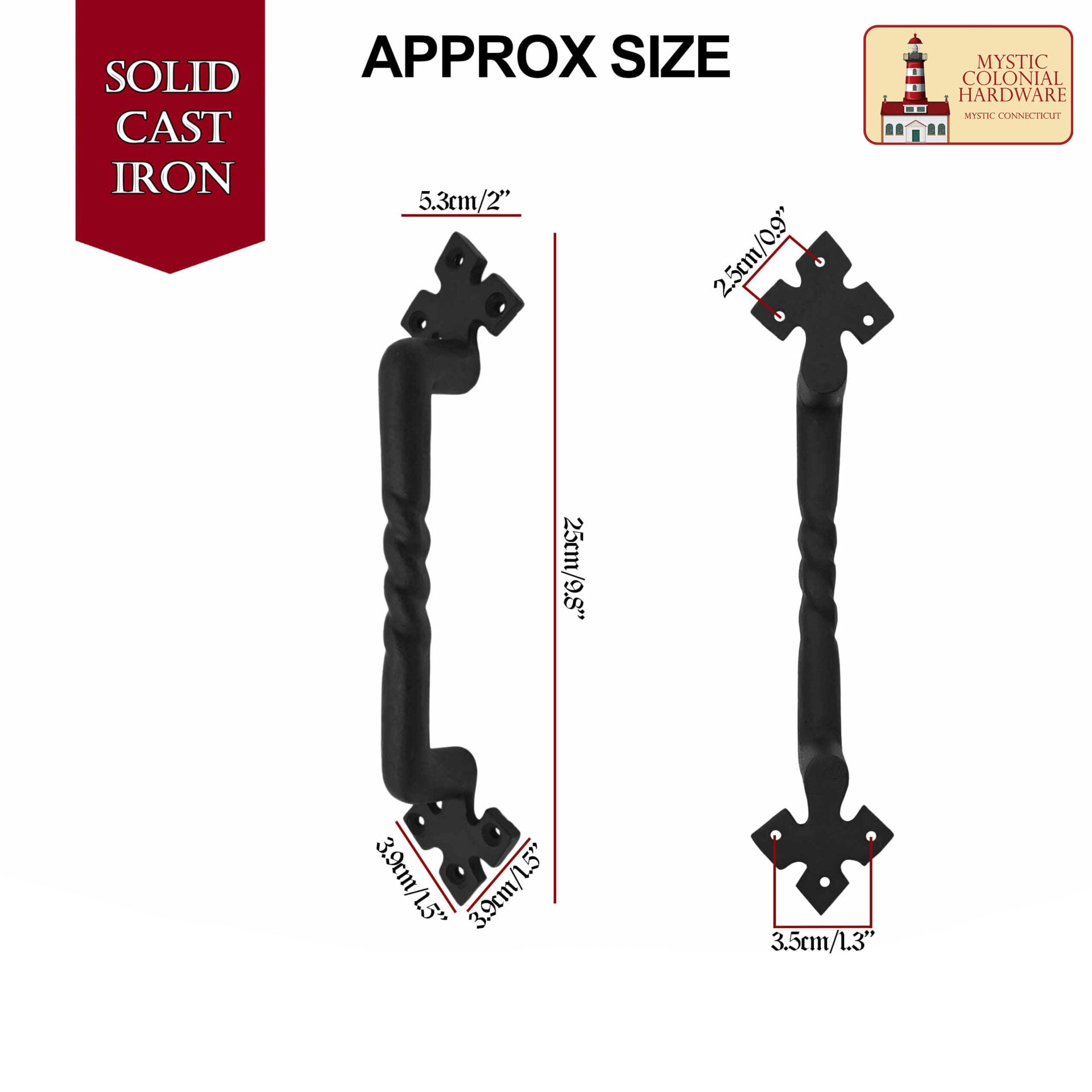 Negro de Hierro Fundido Tirón Manijas 10 Pulgadas - Puerta del Gabinete Manijas, Puerta Manija Tire, Barn Door Hardware, Grab Manijas - Imagen 3