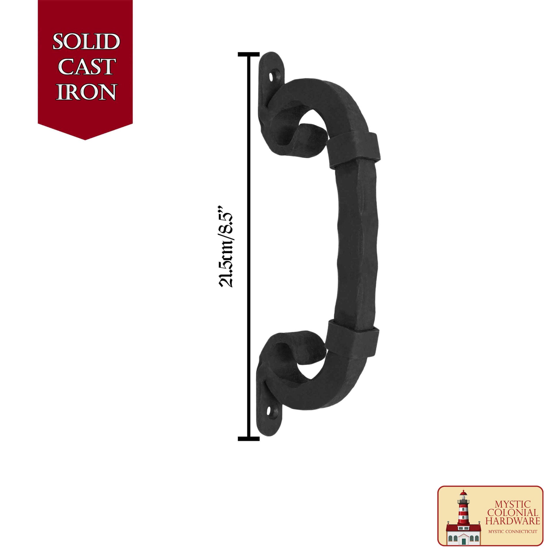 Tirador de Puerta de Castillo Medieval, Hierro Macizo Forjado a Mano Ennegrecido Al Aceite, 16,2 Cm - Imagen 3