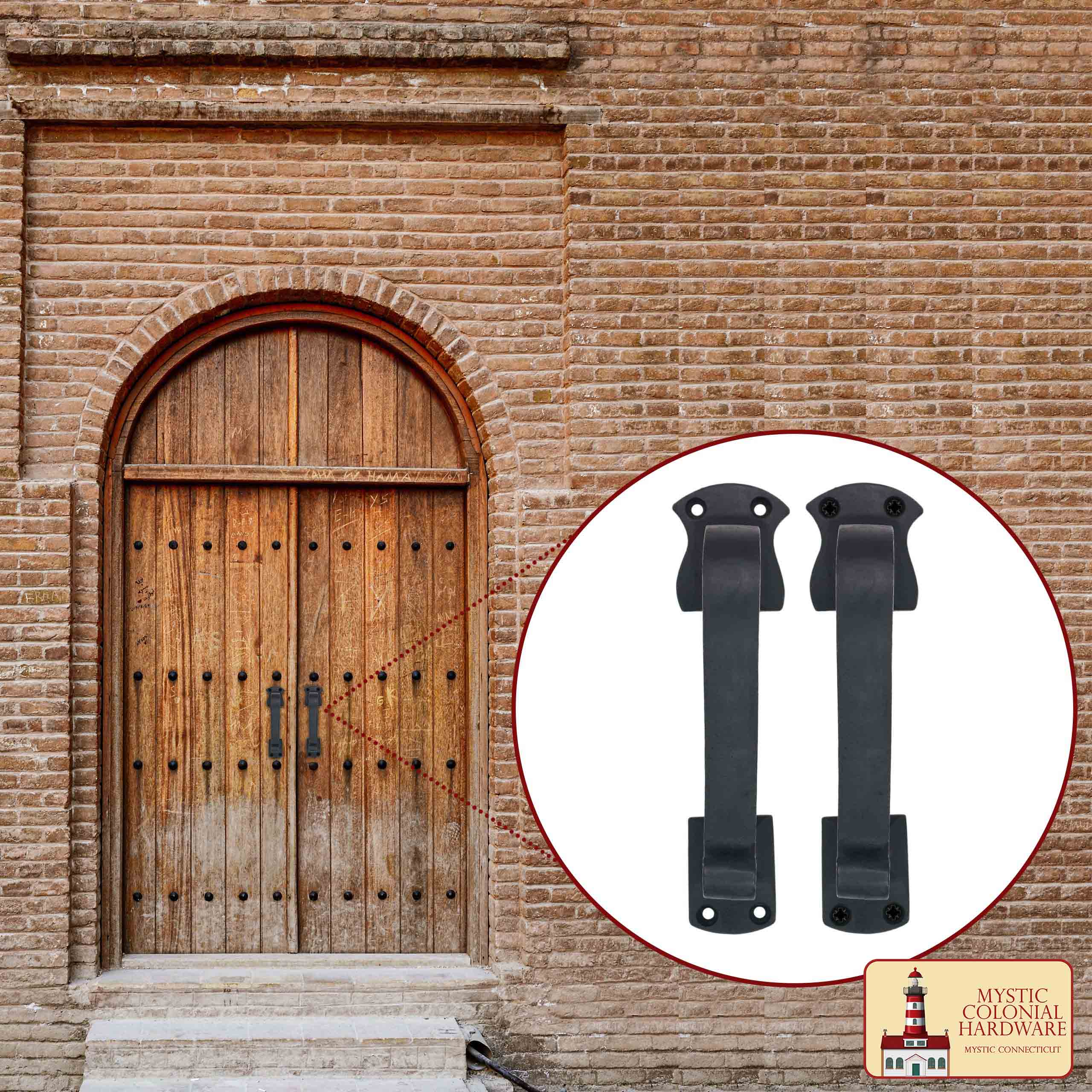 Juego de 2 Tiradores de Puerta de Hierro Fundido: Ideal para Puerta, Puerta de Cobertizo, Ventana, Cerca, Garaje, (16.5x3.8) Cm - Imagen 2