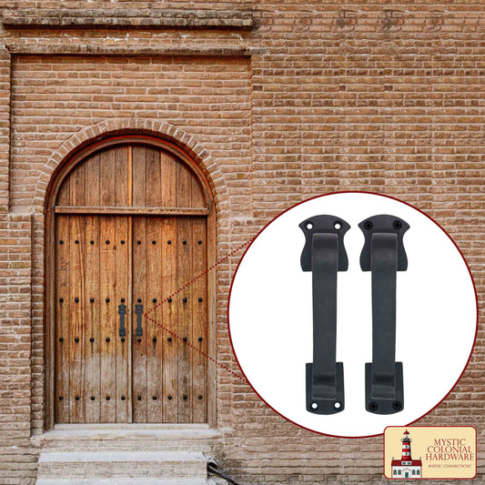 Juego de 2 Tiradores de Puerta de Hierro Fundido: Ideal para Puerta, Puerta de Cobertizo, Ventana, Cerca, Garaje, (16.5x3.8) Cm - Imagen 2