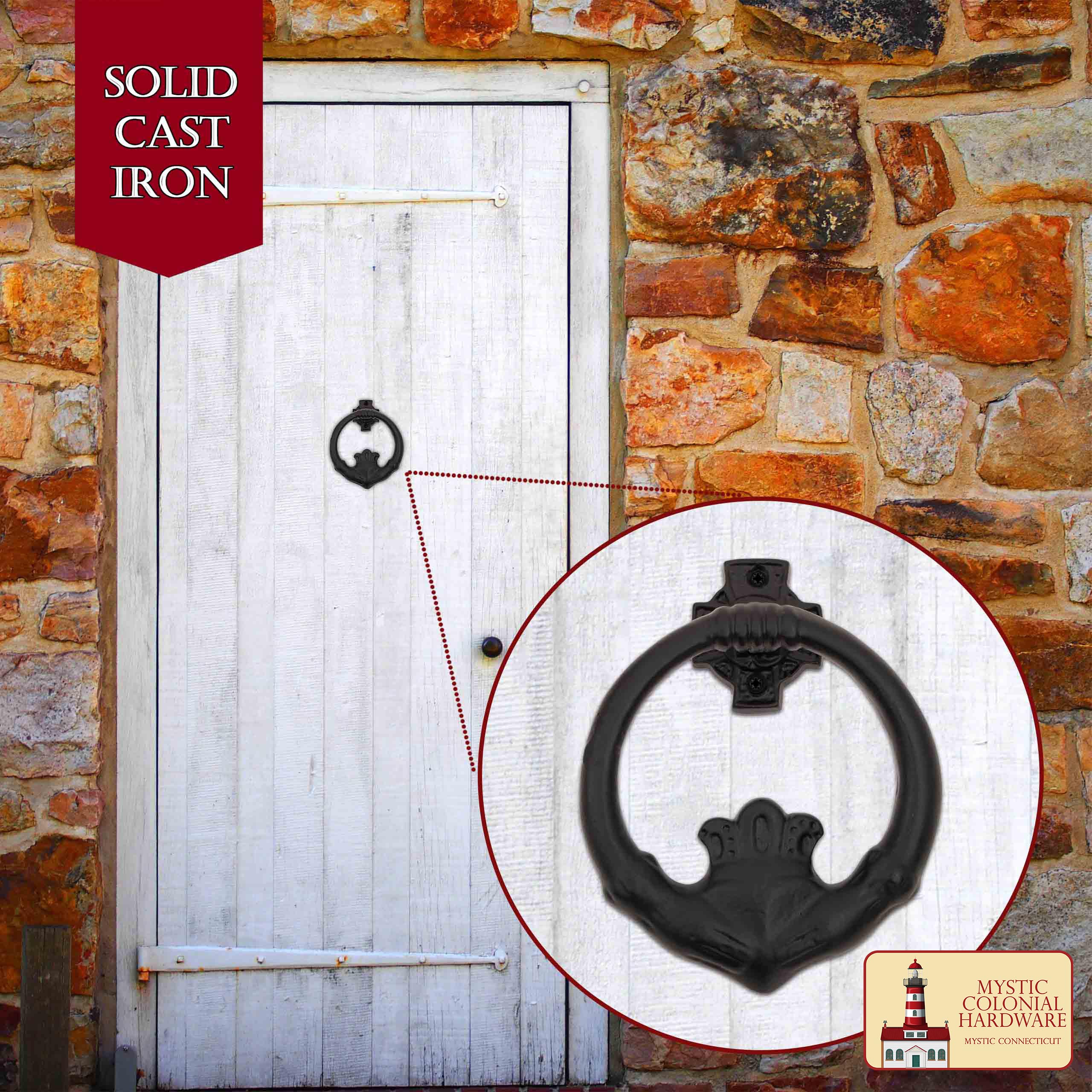 Claddagh Aldaba de Hierro Forjado Macizo Victoriana, Colonial, Retro, Steampunk, Gótica, Barroca Medieval - Imagen 2