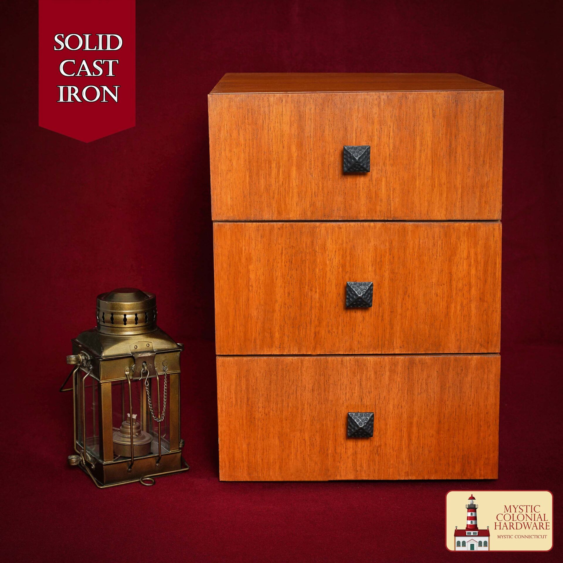 Pomo Cuadrado de Hierro Forjado a Mano - 1 1/4 Pulgadas de Diámetro (juego de 4) - Imagen 2