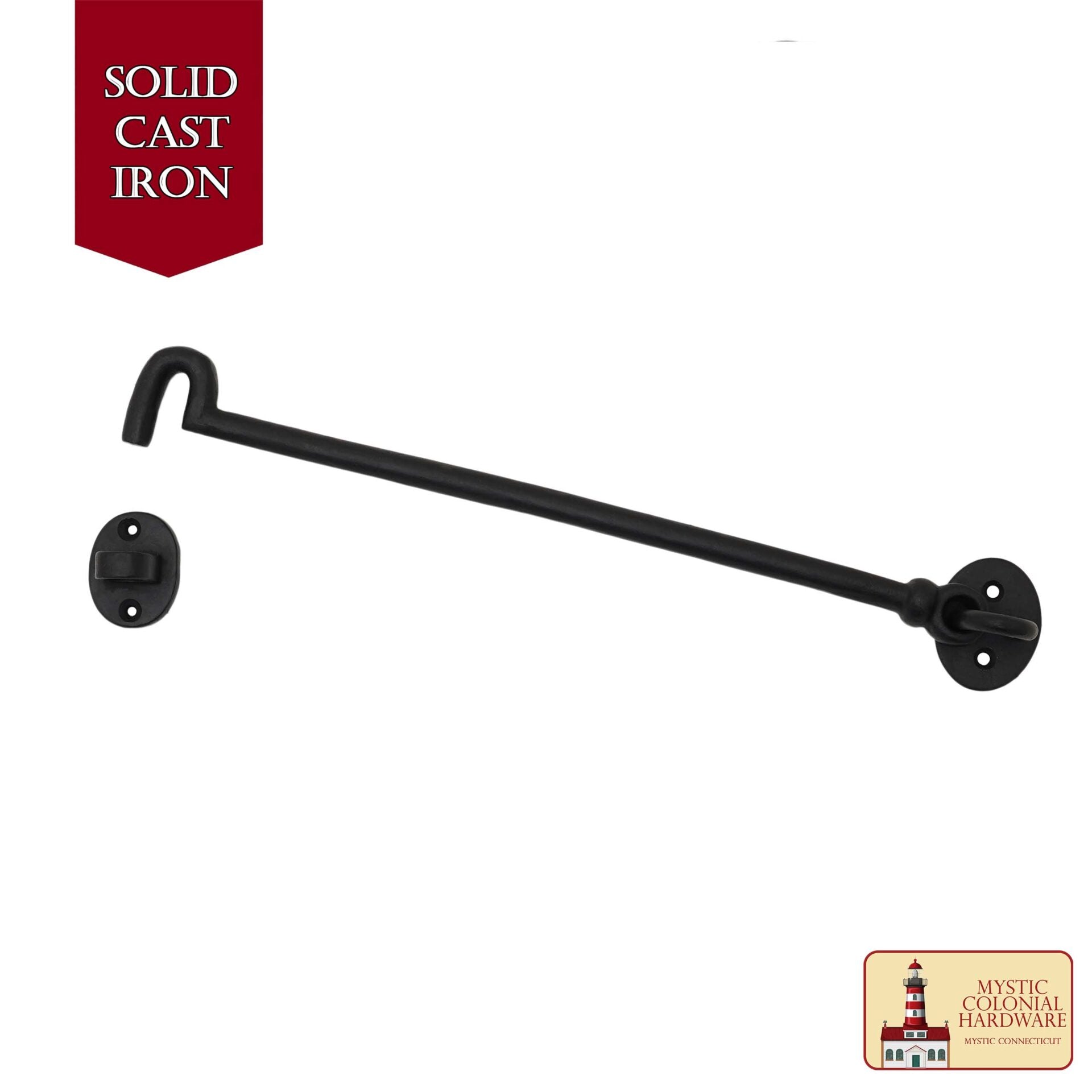 Hierro Forjado Negro Cabina Gancho Ojo 12.5" Largo Grande Decorativo Privacidad Gancho Pestillos para Armario Ventana Cocina Puertas Corredizas o de Granero - Imagen 1