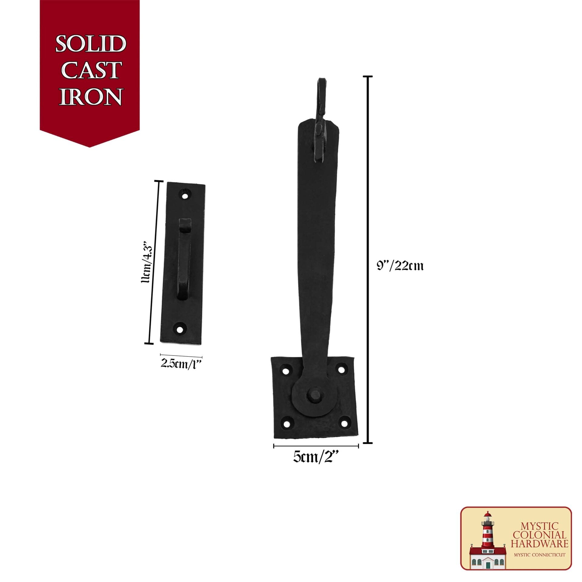 9 Pulgadas de Hierro Pestillo de la Puerta Negro Flip Pestillos, Heavy Duty Fundición de Hierro Gota Pestillo, para la Antigua Granja Granero Gabinete Obturador Privacidad Antigua Puerta de Hardware - Imagen 3