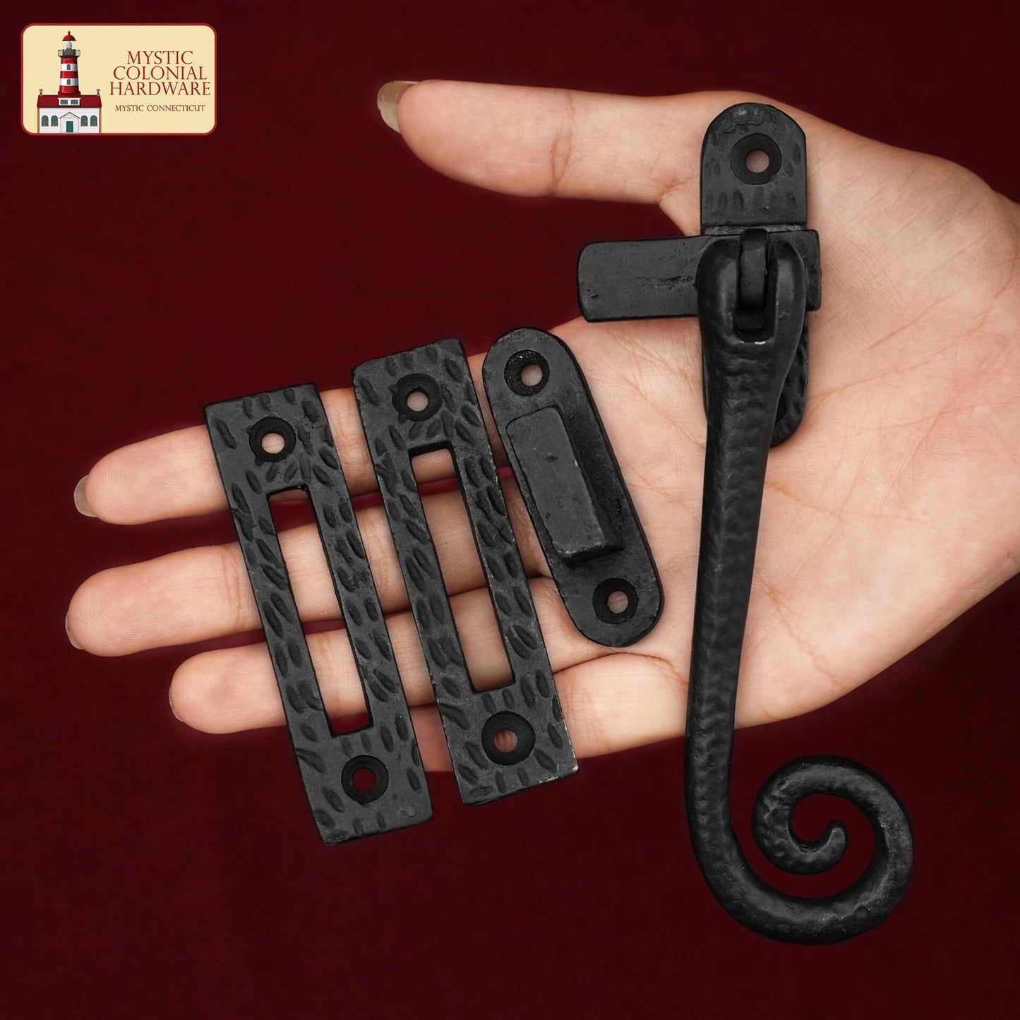Hierro Fundido Negro Elegante Rizado Reversible Pestillo de la Ventana Abatible, Tamaño: 5.4 "x 2.2" - Imagen 6