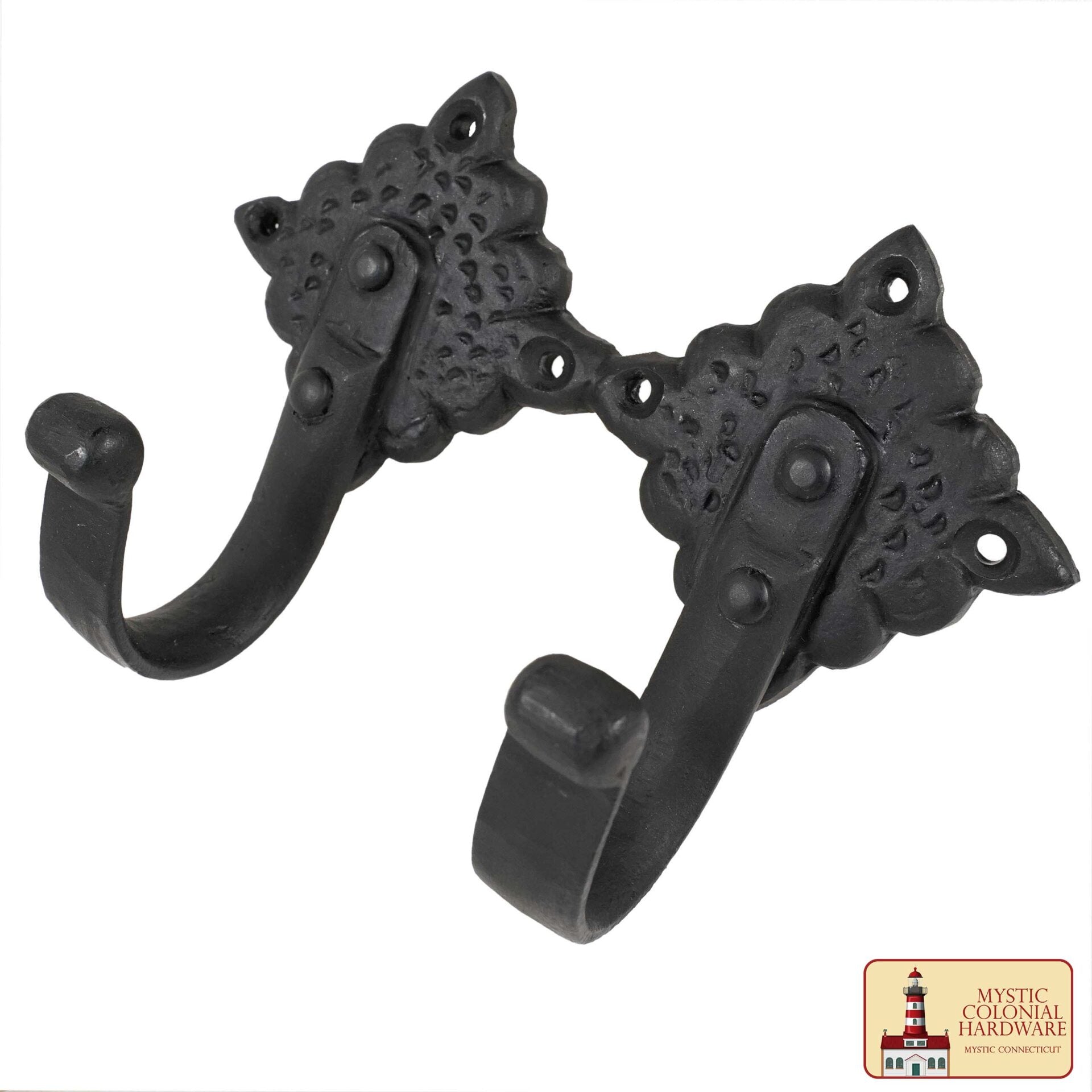 Colonial Wrought Iron Wall Hooks - Juego de 2 Ganchos Negros Decorativos Forjados a Mano - Imagen 3