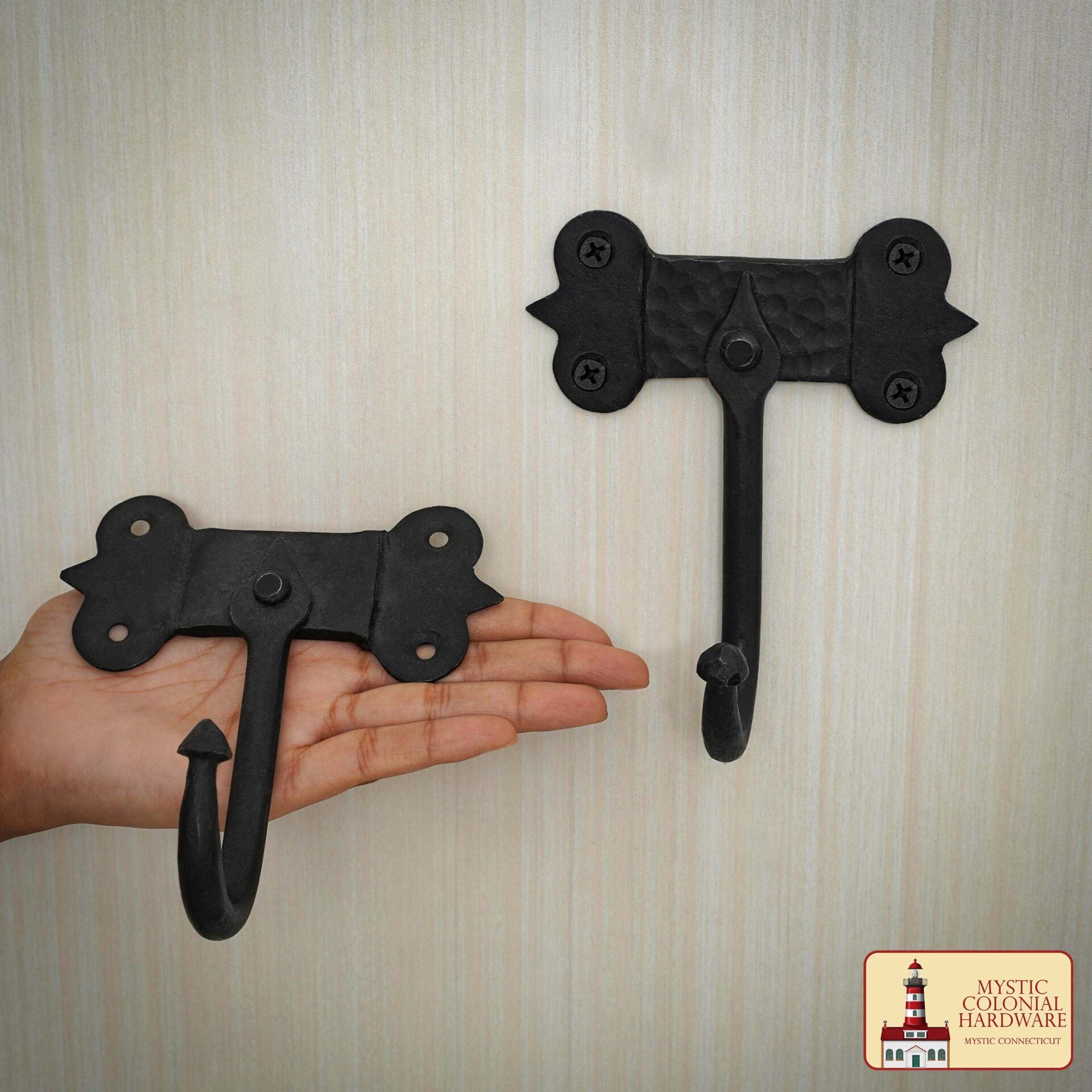 Rústico de Hierro Fundido Ganchos de Pared, Heavy Duty Retro Utilidad Ganchos para Colgar el Abrigo, Bolsa, Toalla, Bata, Sombrero y Más, Acabado: Aceite Ennegrecido - Imagen 2