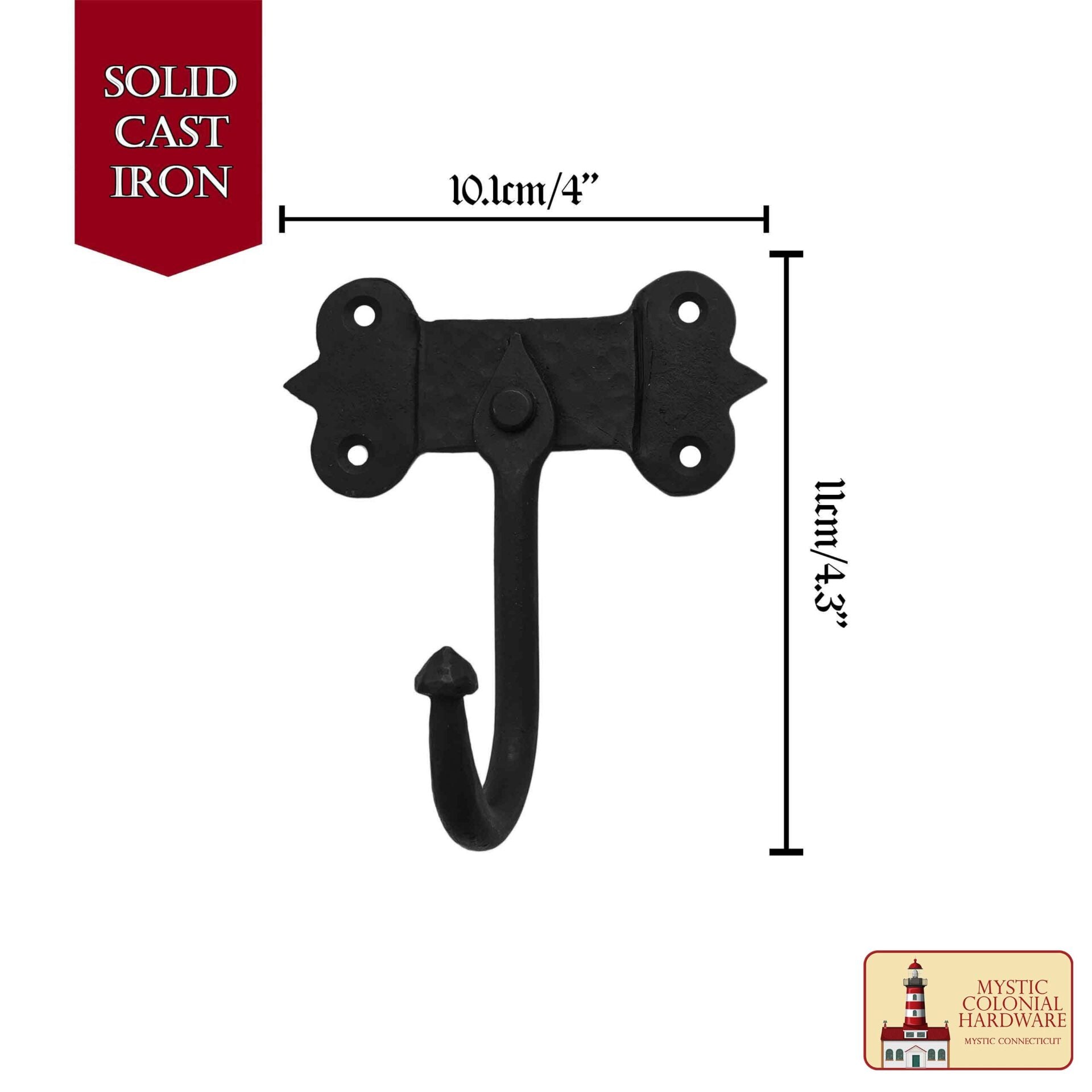 Rústico de Hierro Fundido Ganchos de Pared, Heavy Duty Retro Utilidad Ganchos para Colgar el Abrigo, Bolsa, Toalla, Bata, Sombrero y Más, Acabado: Aceite Ennegrecido - Imagen 3